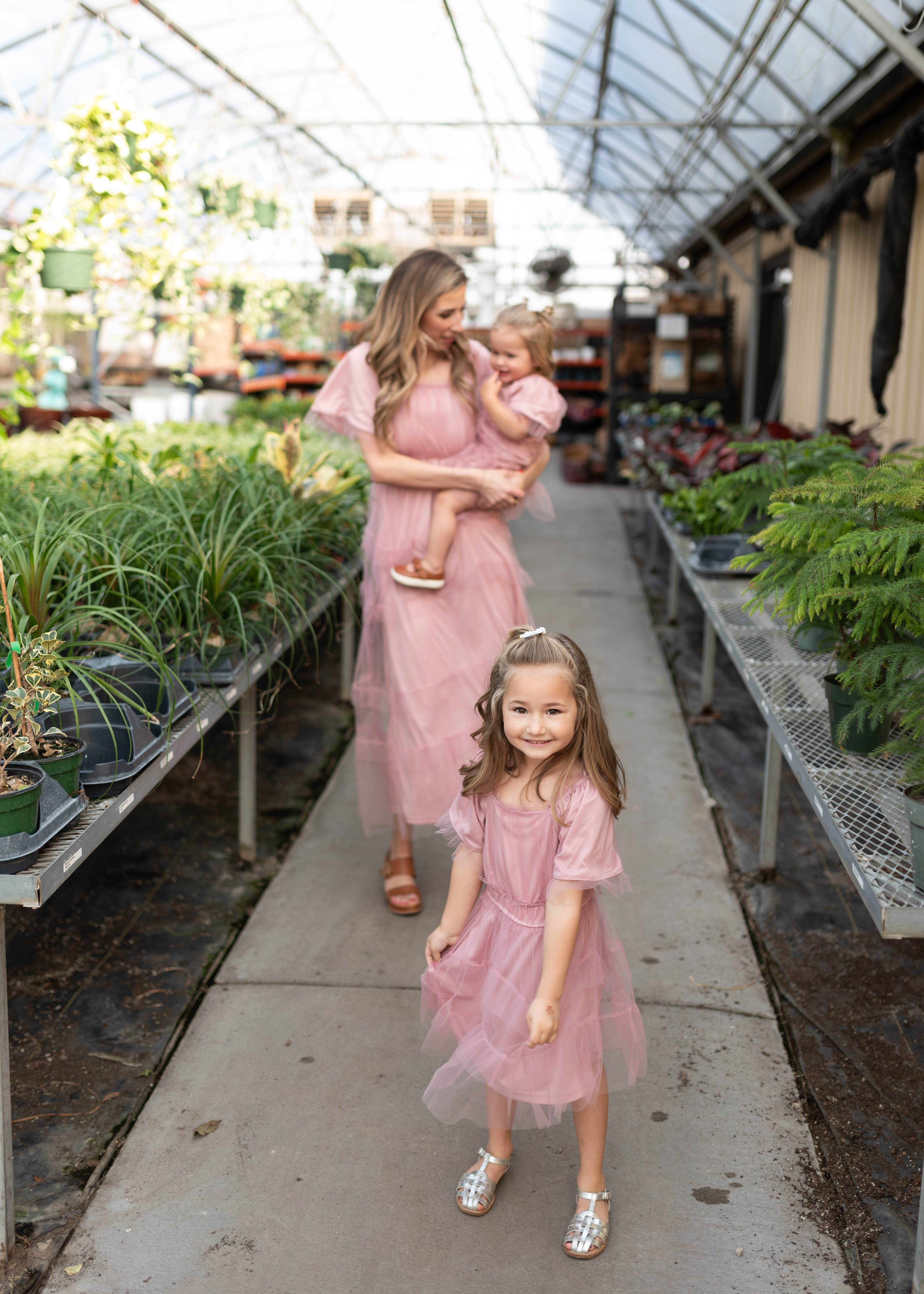 Kamryn Pink Mesh Tiered Little Girl Dress