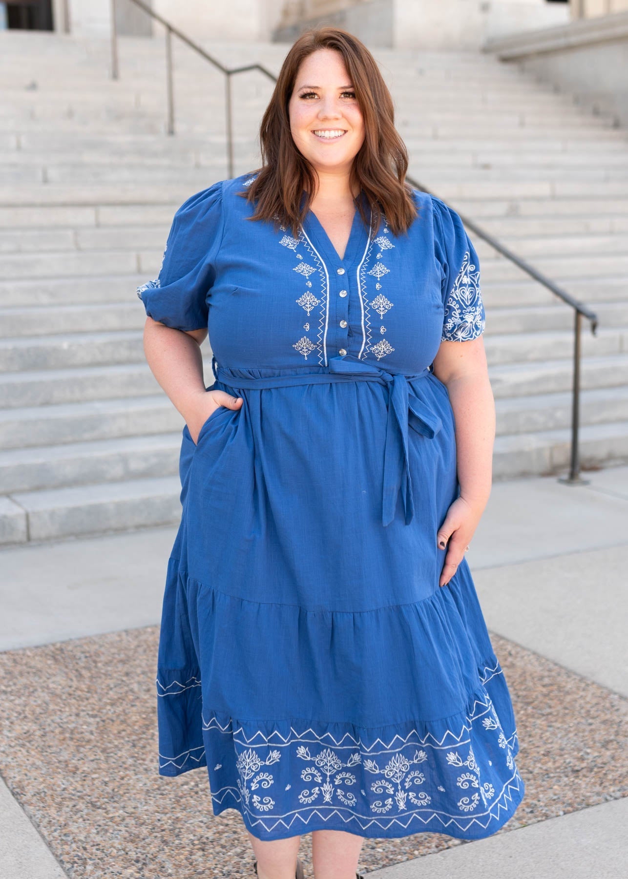 Edlin Blue Embroidered Dress