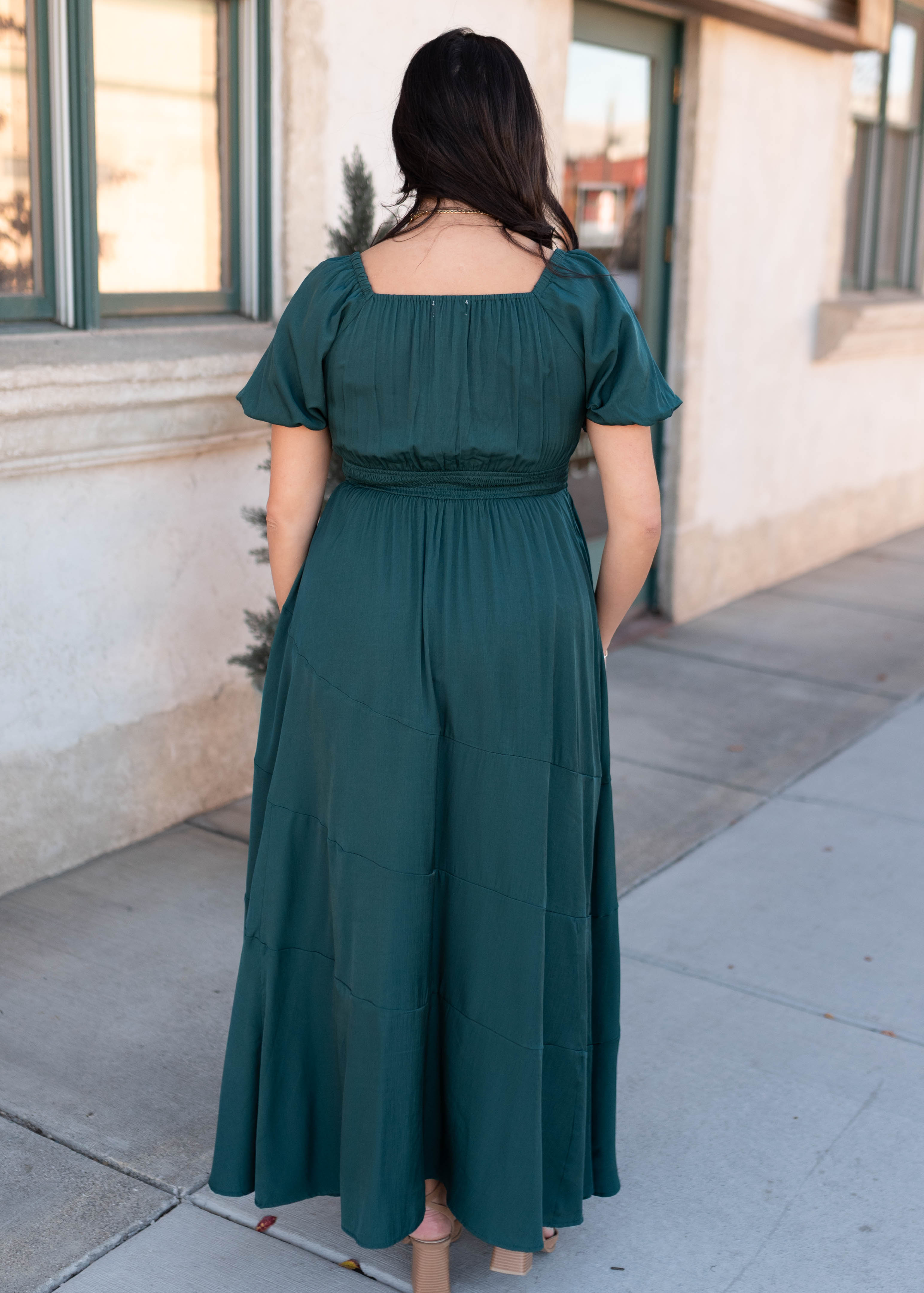 Elena Green Smocked Dress
