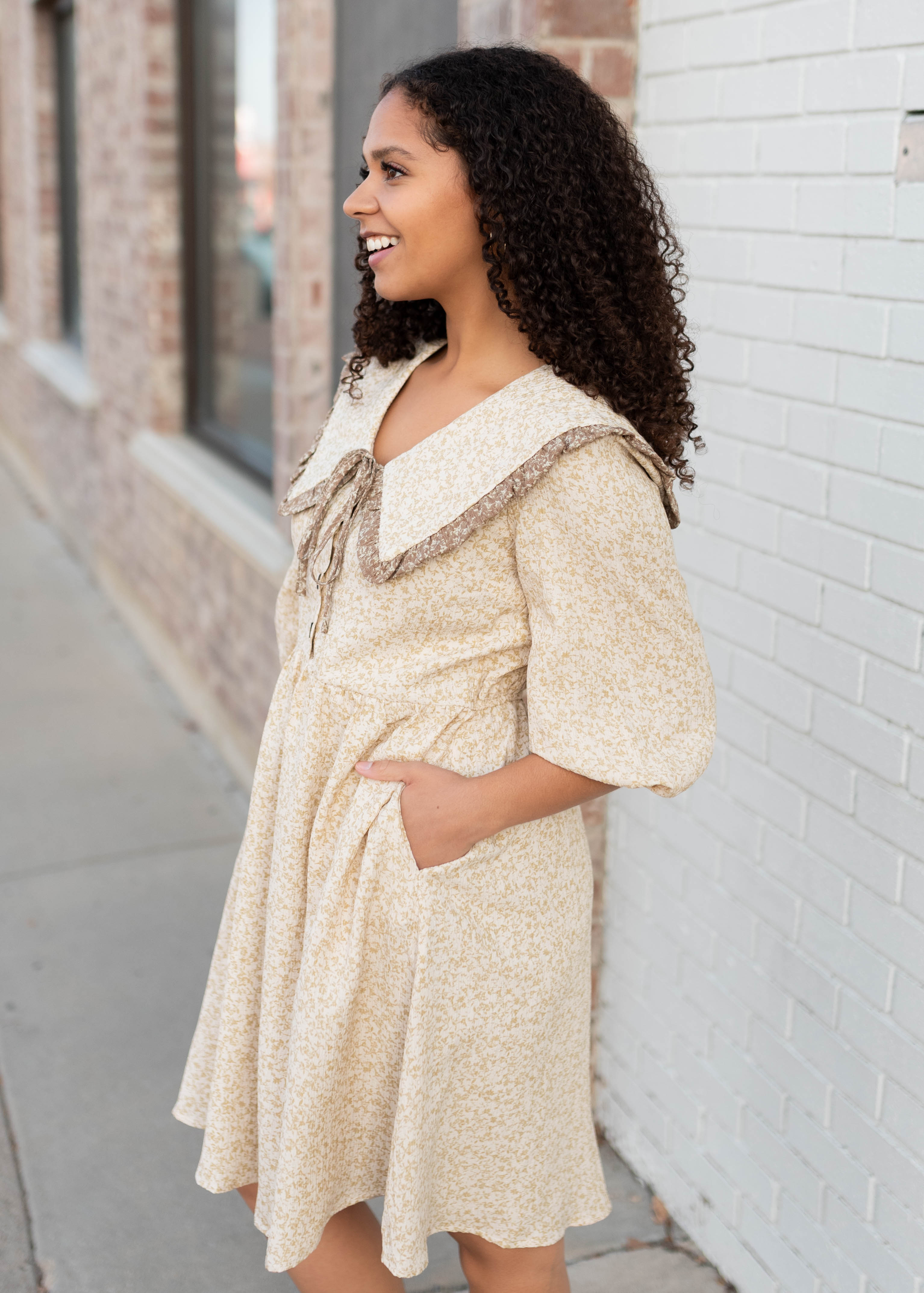 Elise Taupe Floral Dress