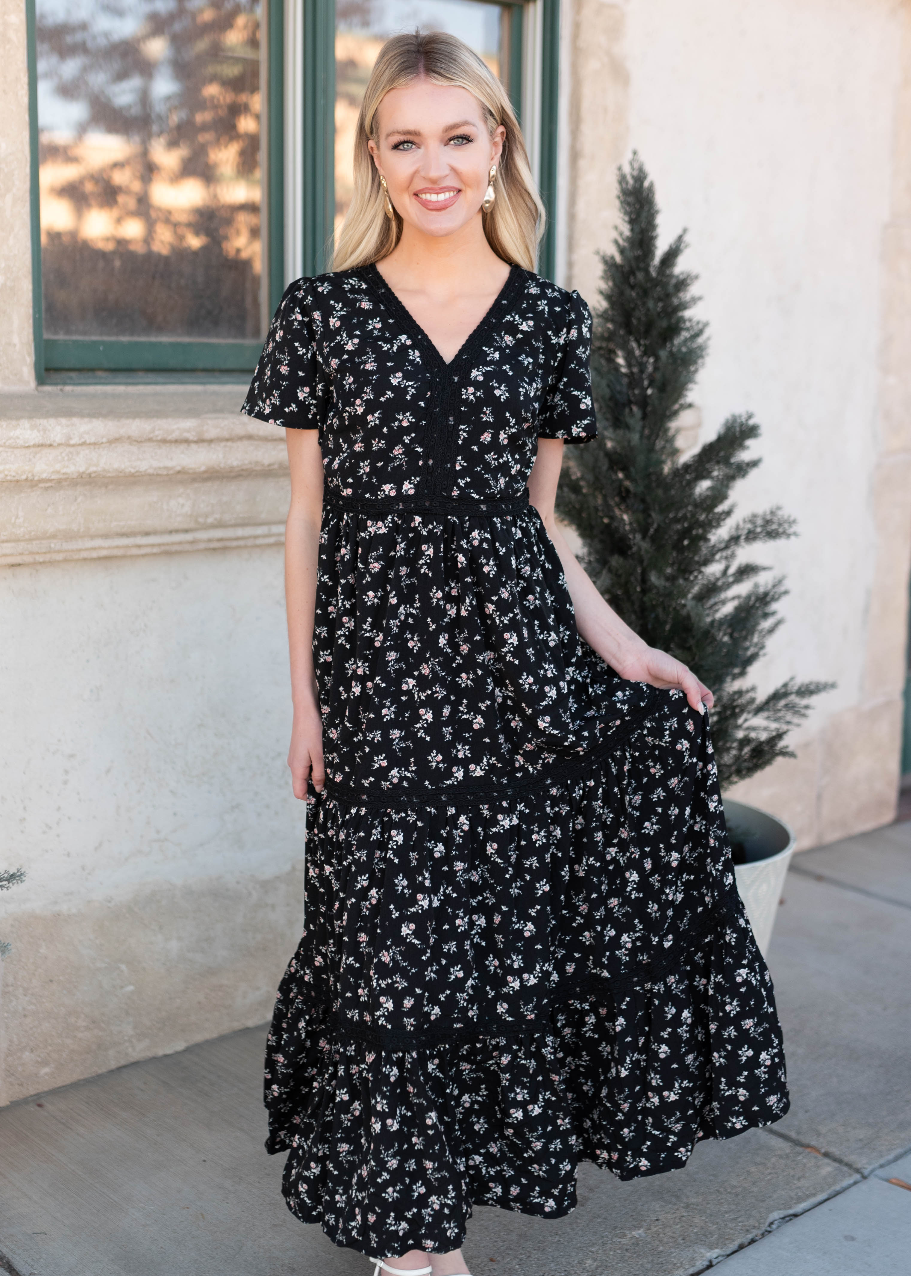 Ellie Black Floral Dress