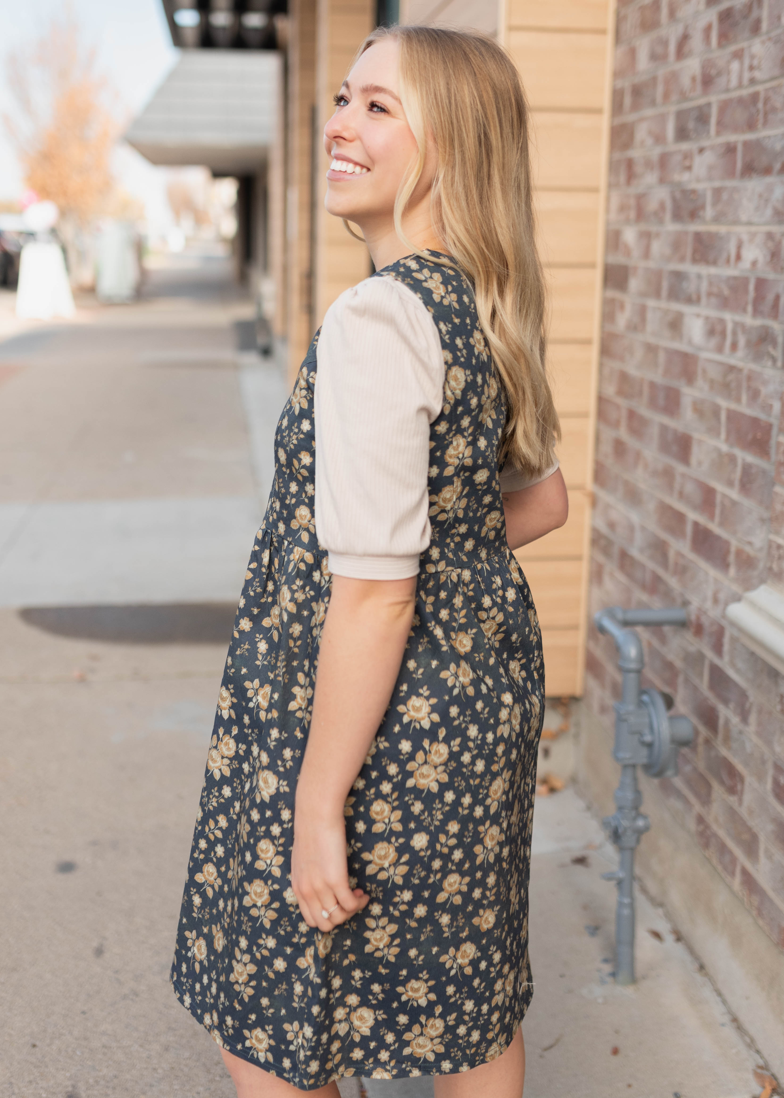 Emery Navy Floral Denim Dress