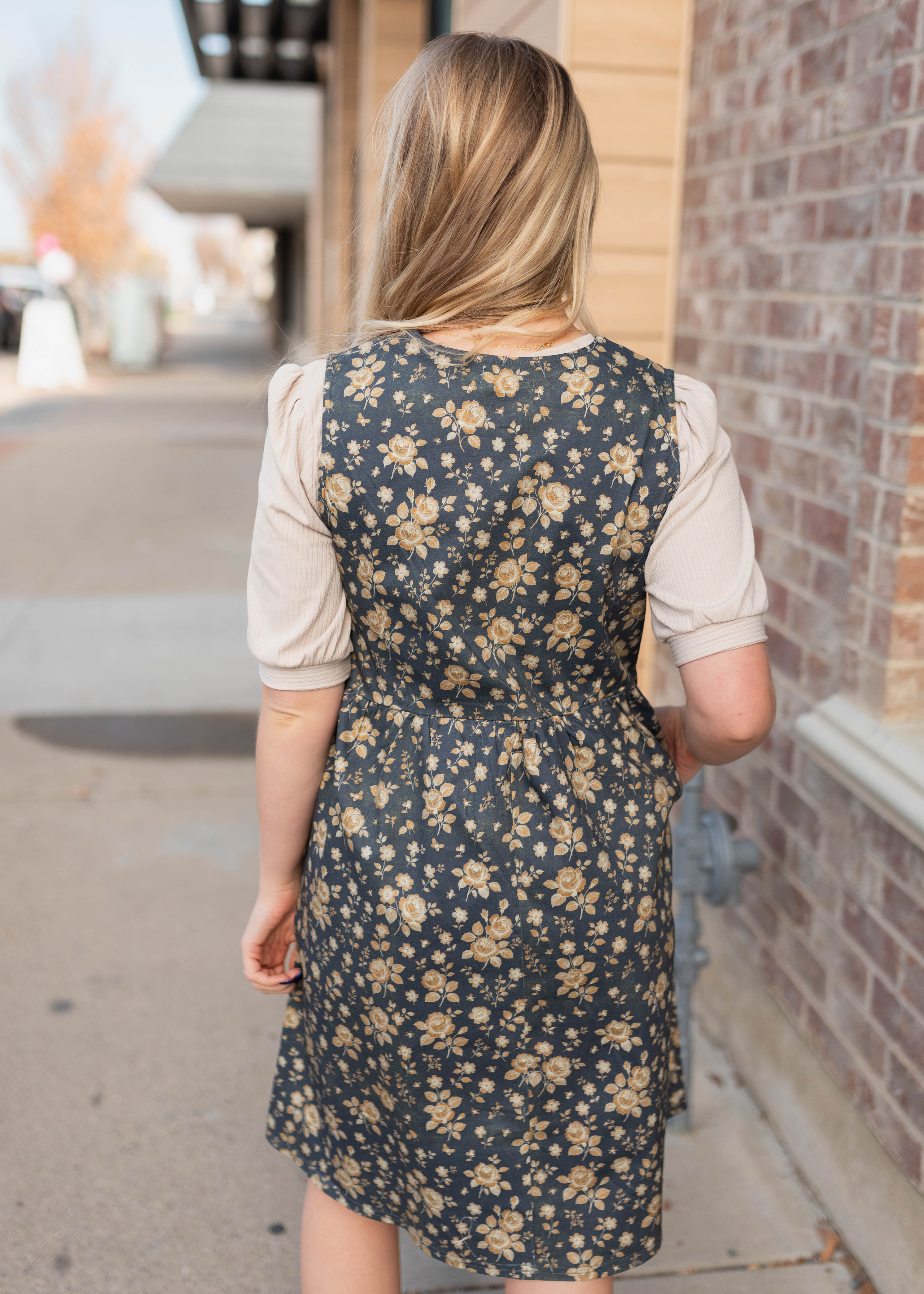 Emery Navy Floral Denim Dress