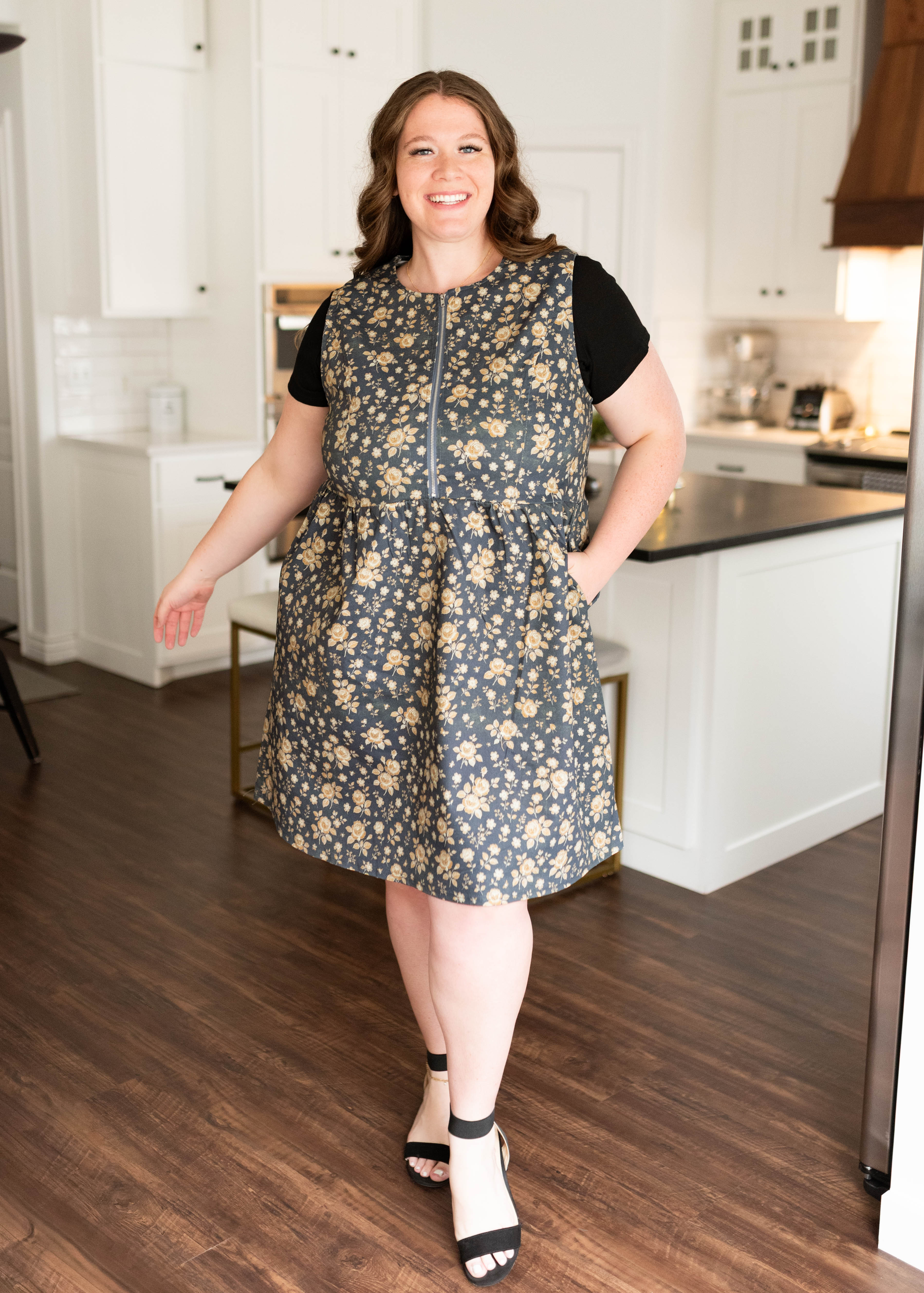 Emery Navy Floral Denim Dress
