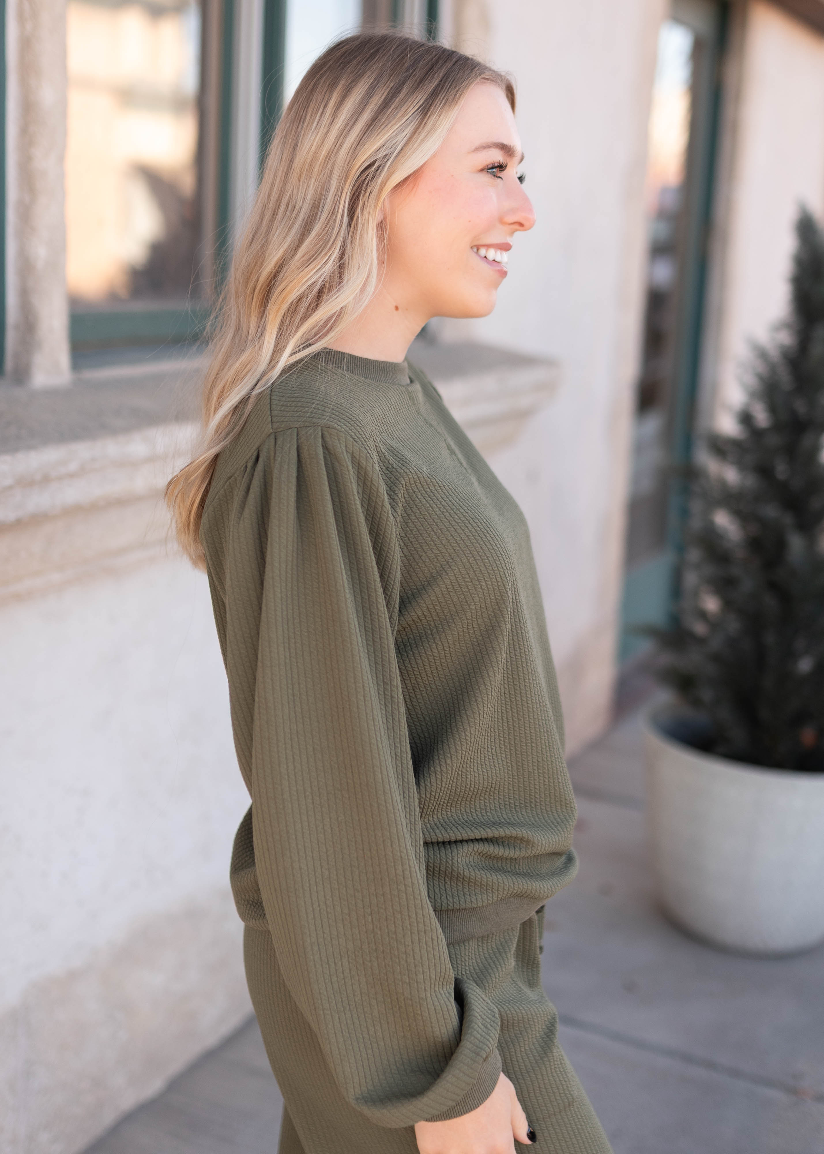 Emilie Olive Textured Pullover
