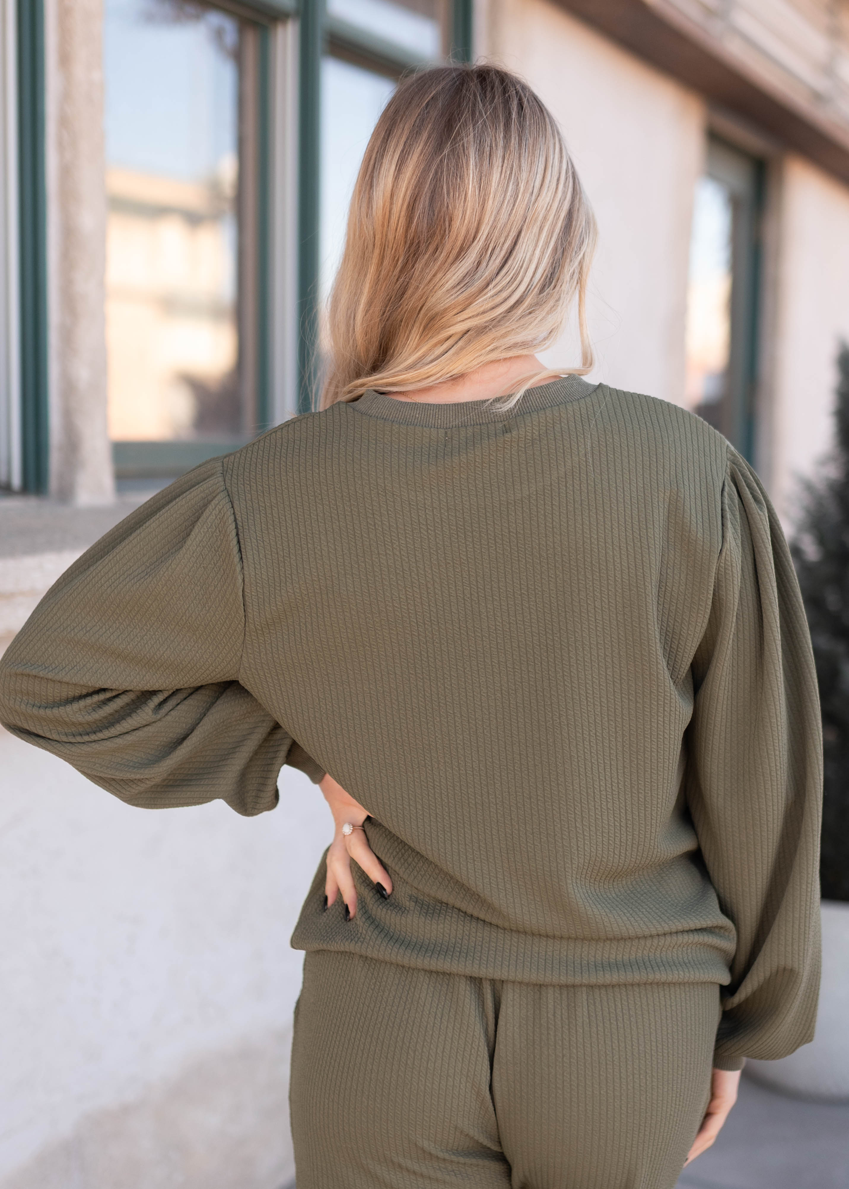 Emilie Olive Textured Pullover