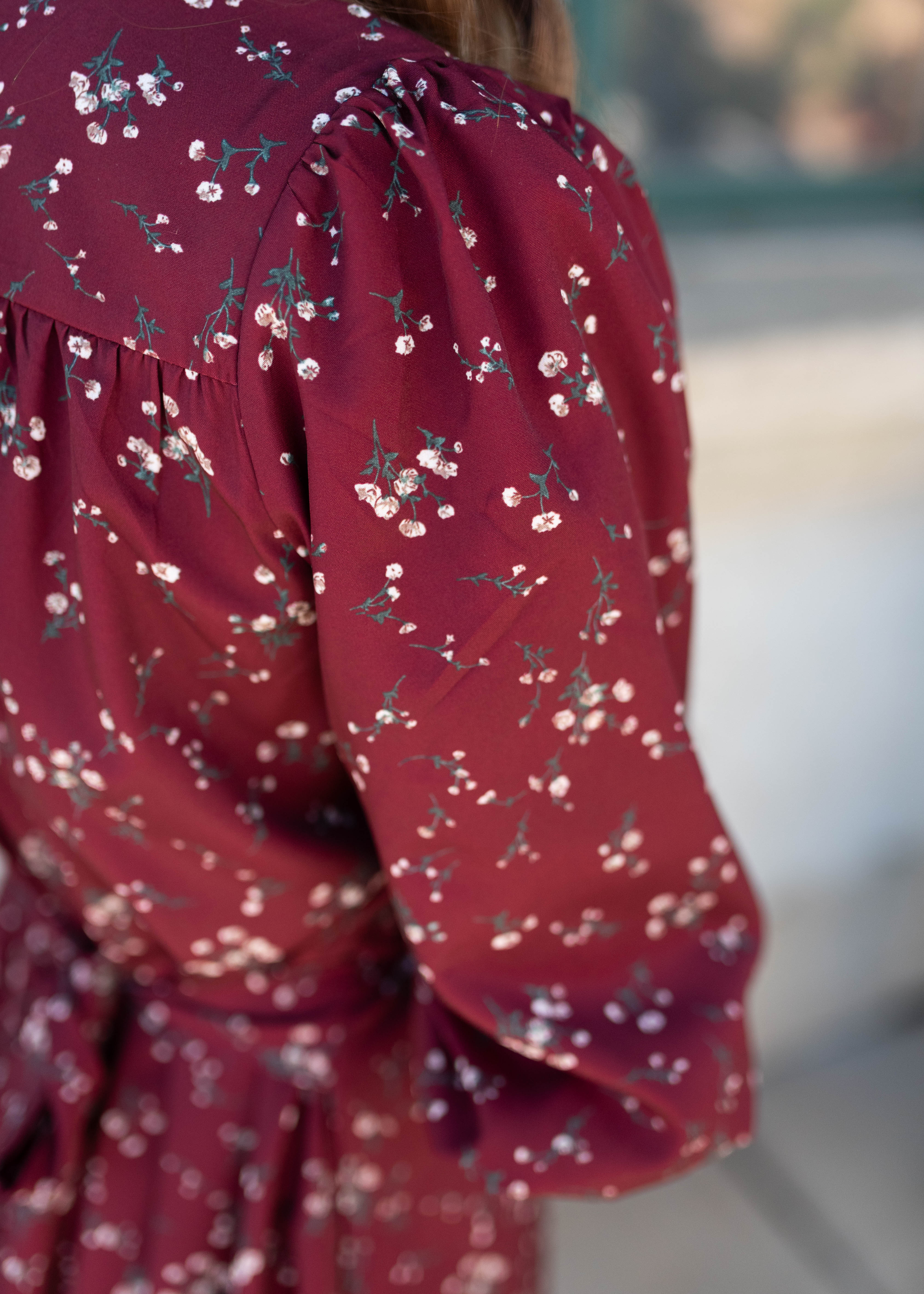 Everly Burgundy Floral Dress