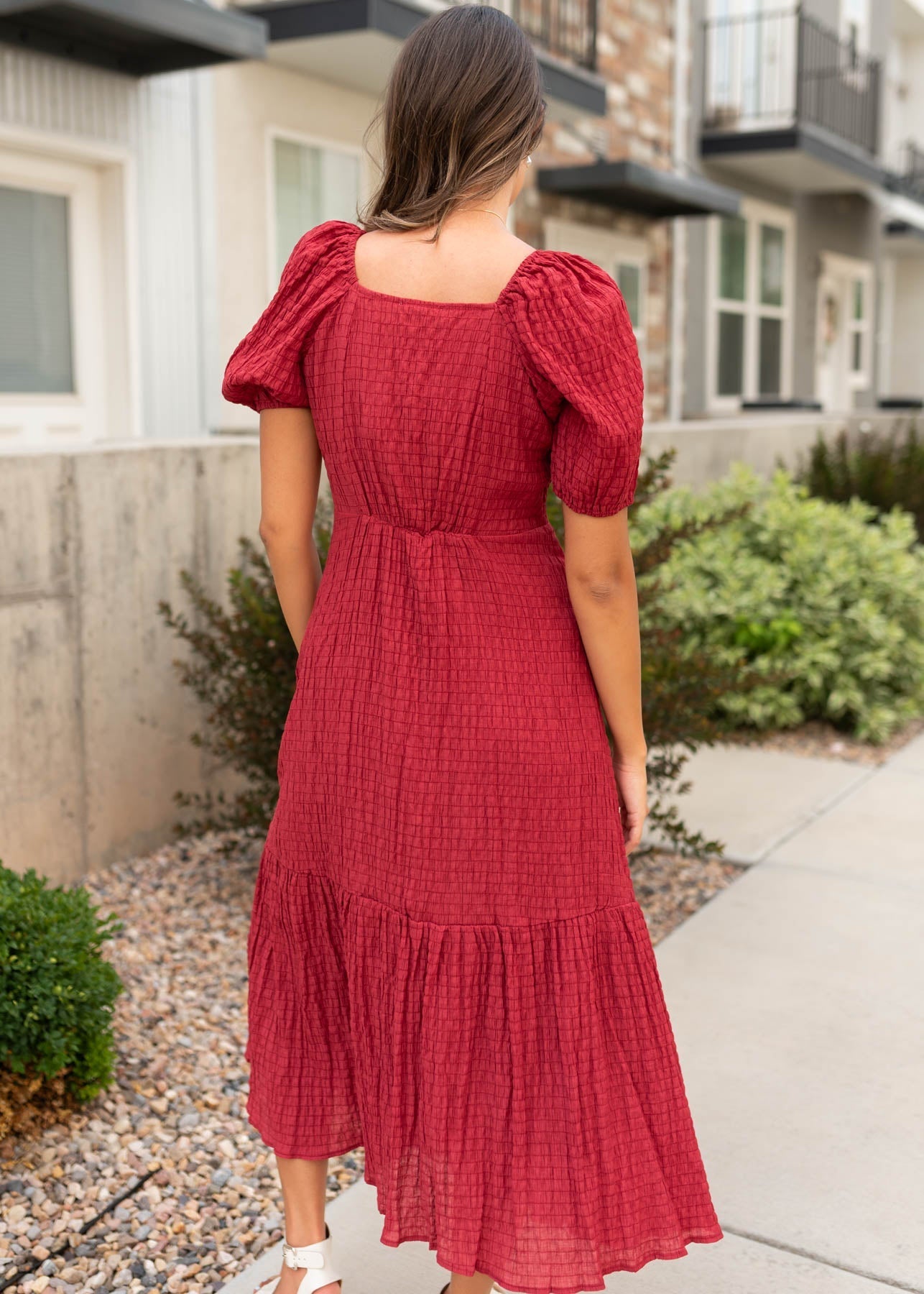 Finley Burgundy Textured Dress