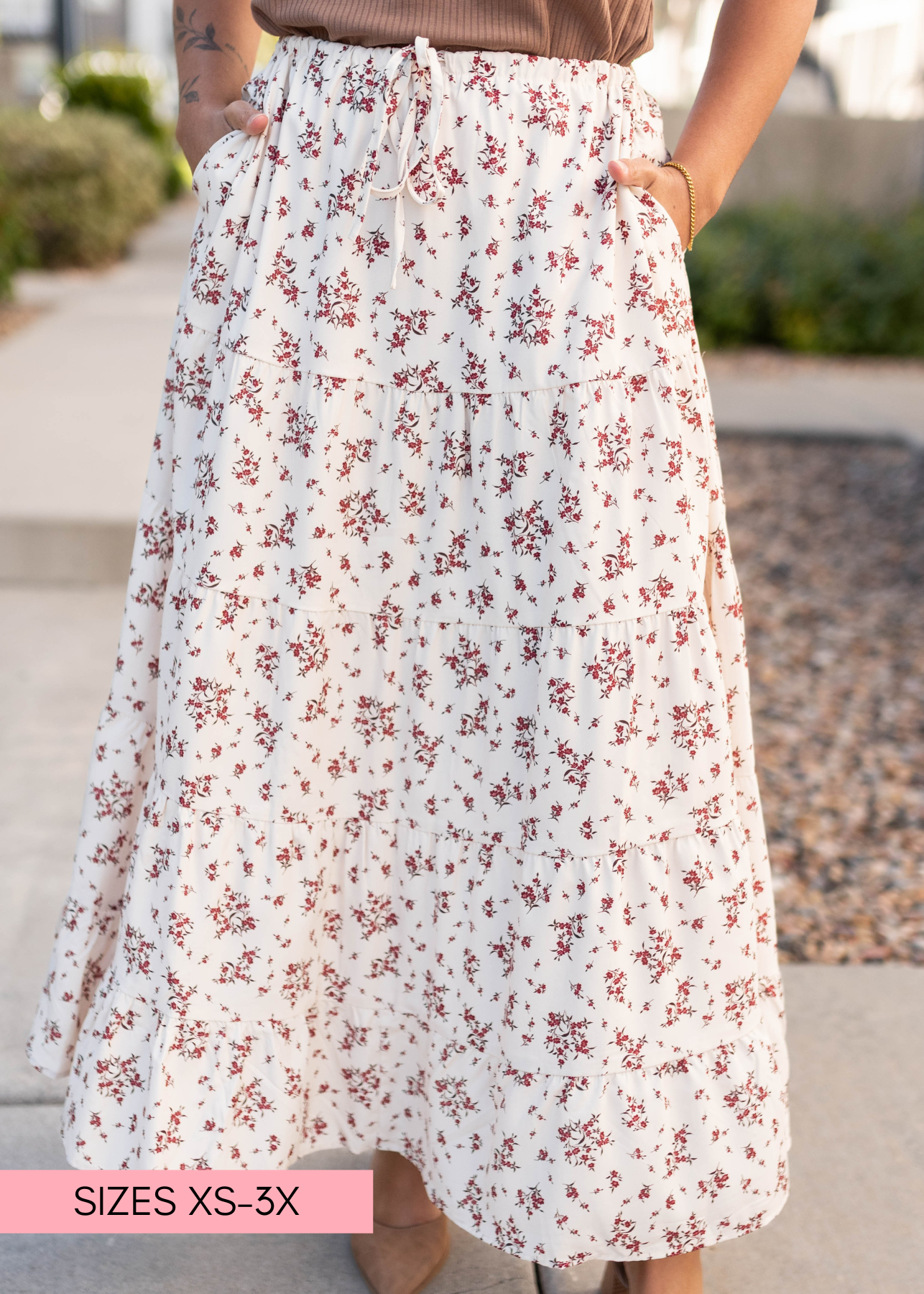 Ginny Burgundy Floral Skirt