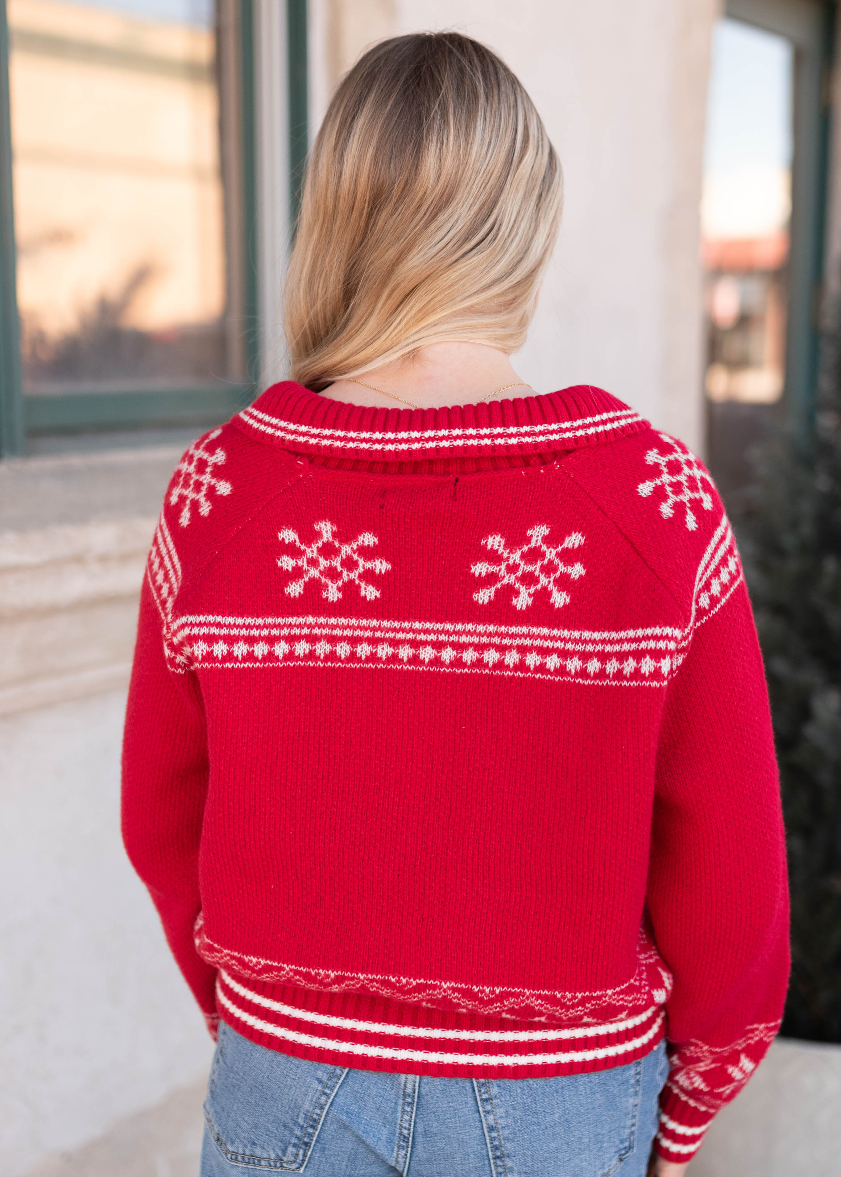 Greta Red Patterned Cardigan