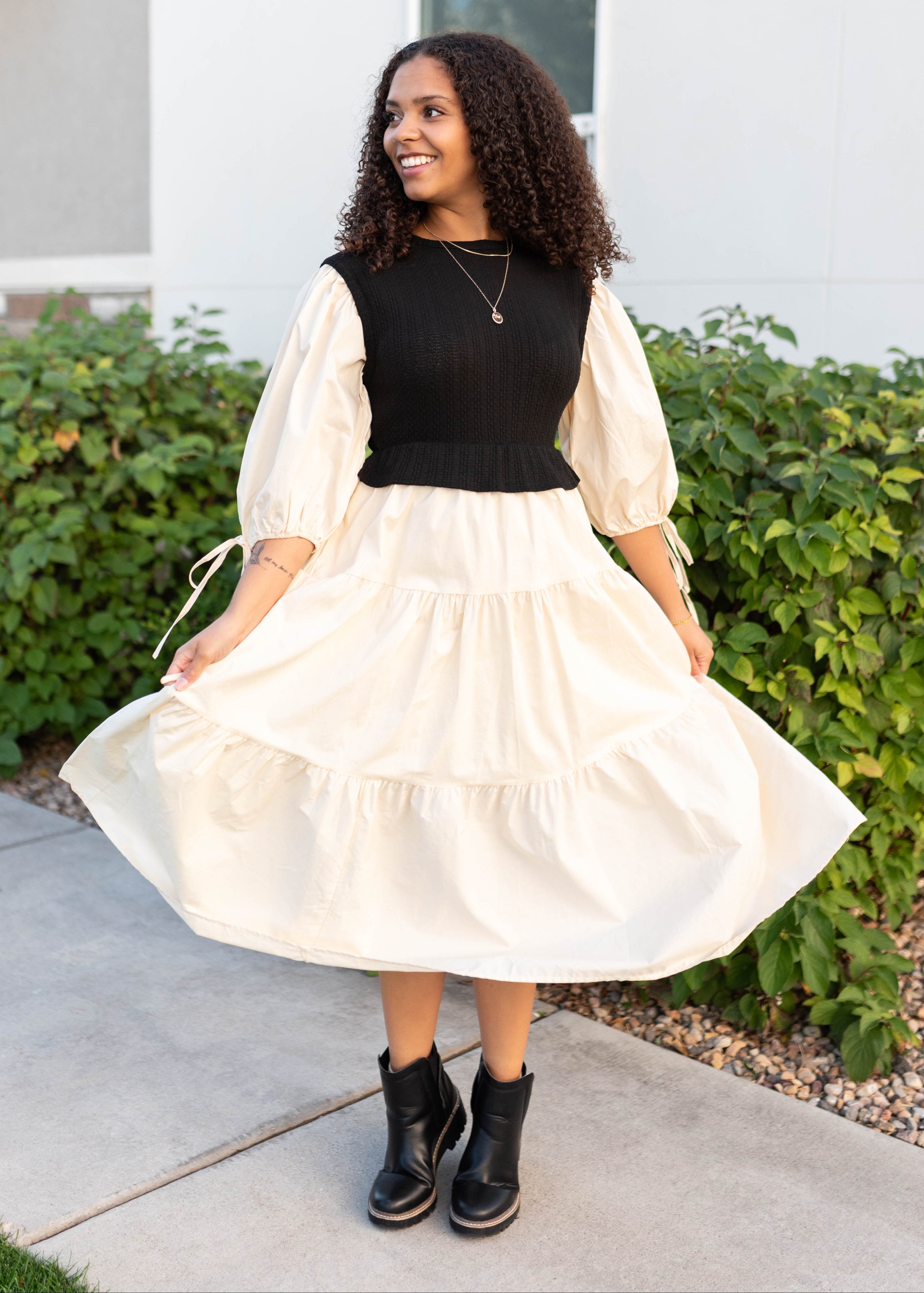 Hannah Black Sweater Vest Dress