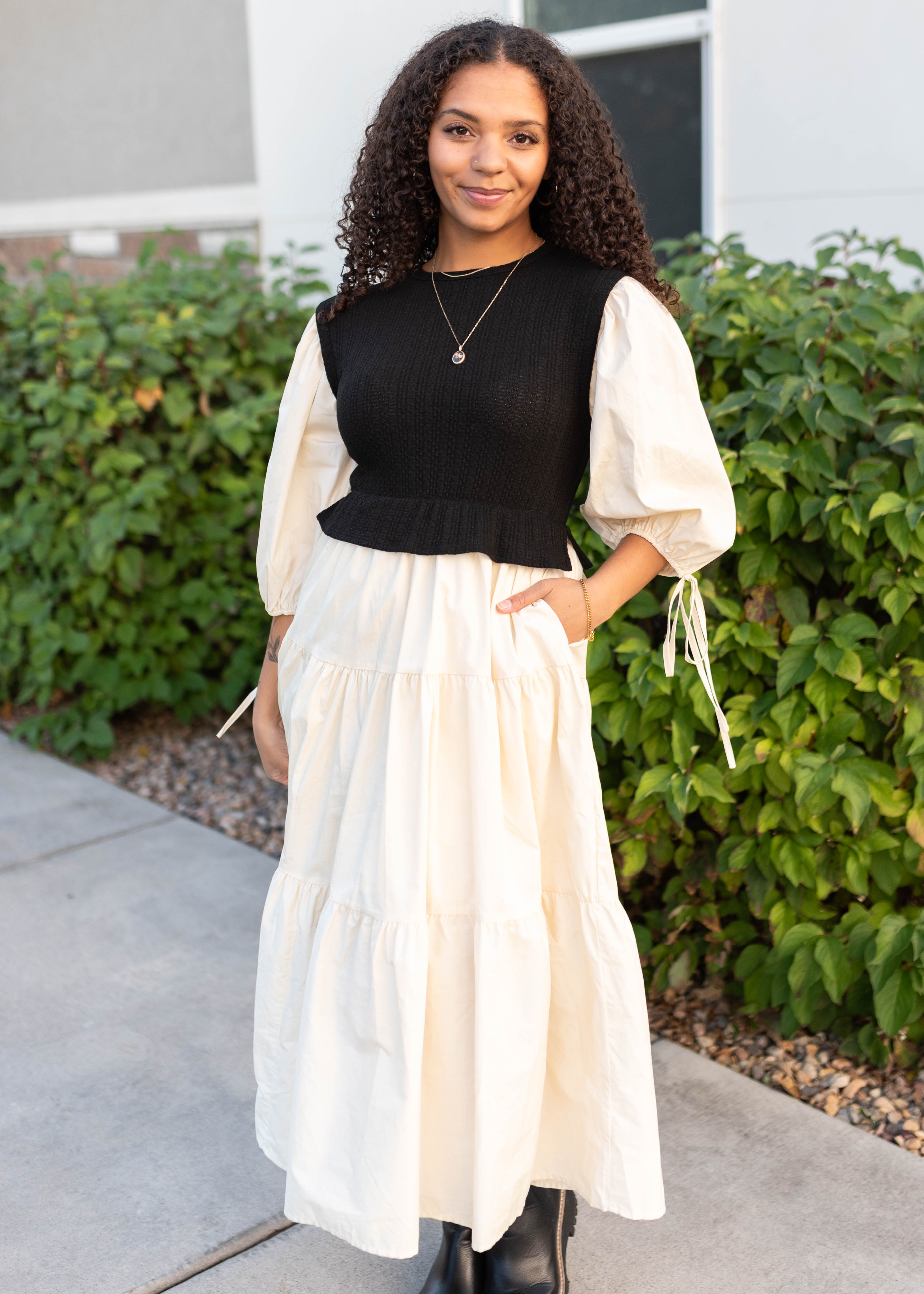 Hannah Black Sweater Vest Dress