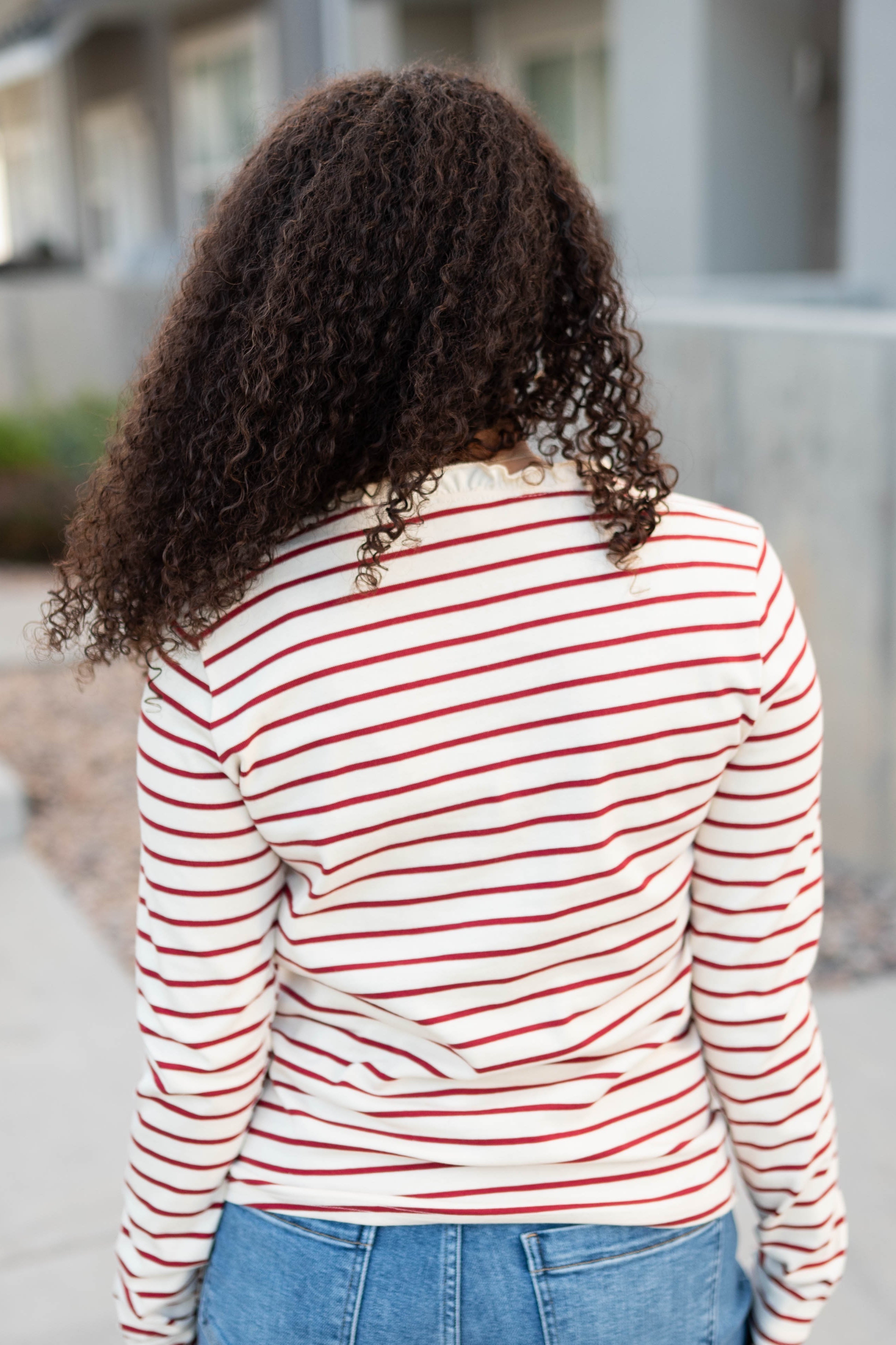 Heather Red Stripe Top