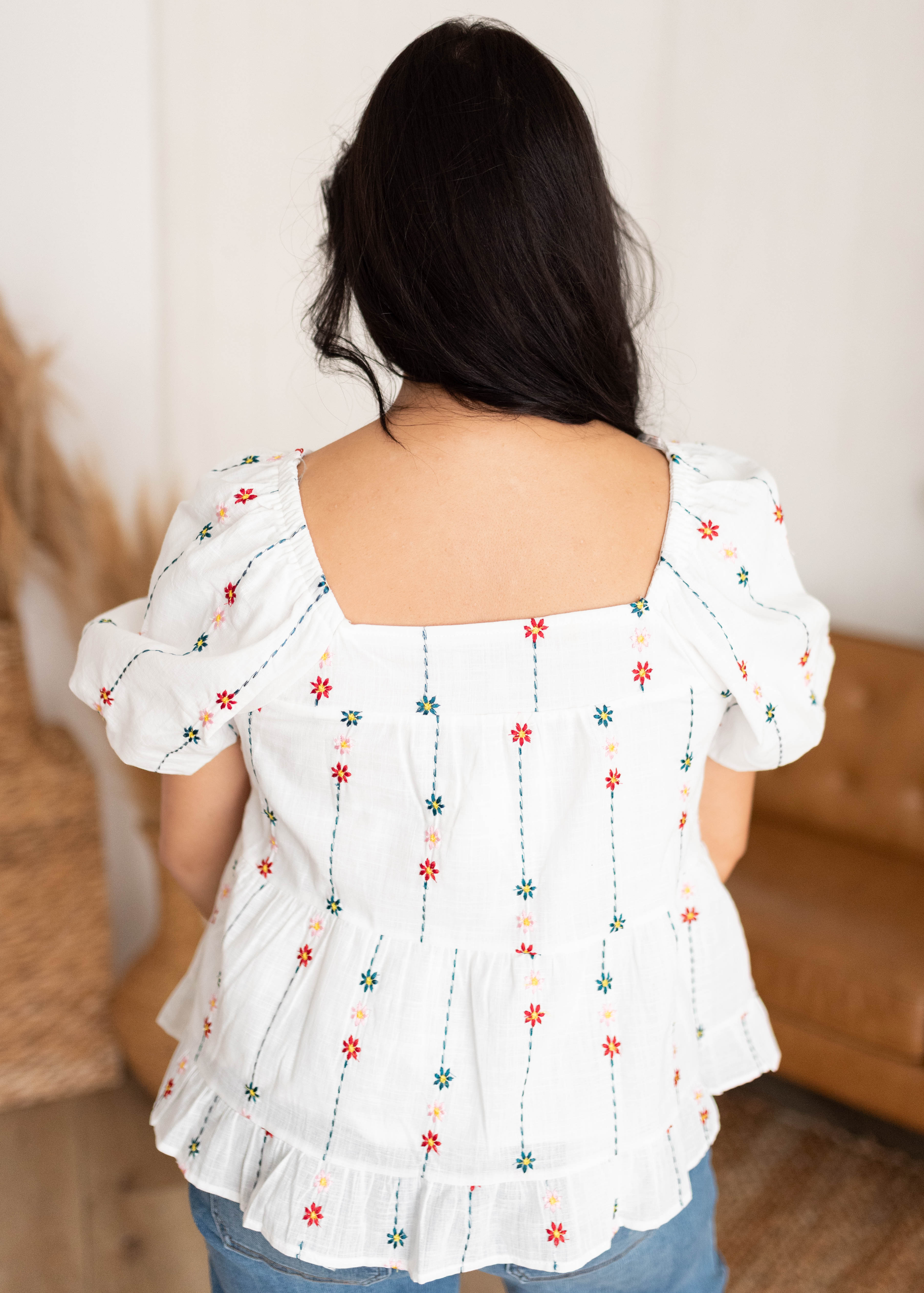 Heidi White Floral Blouse