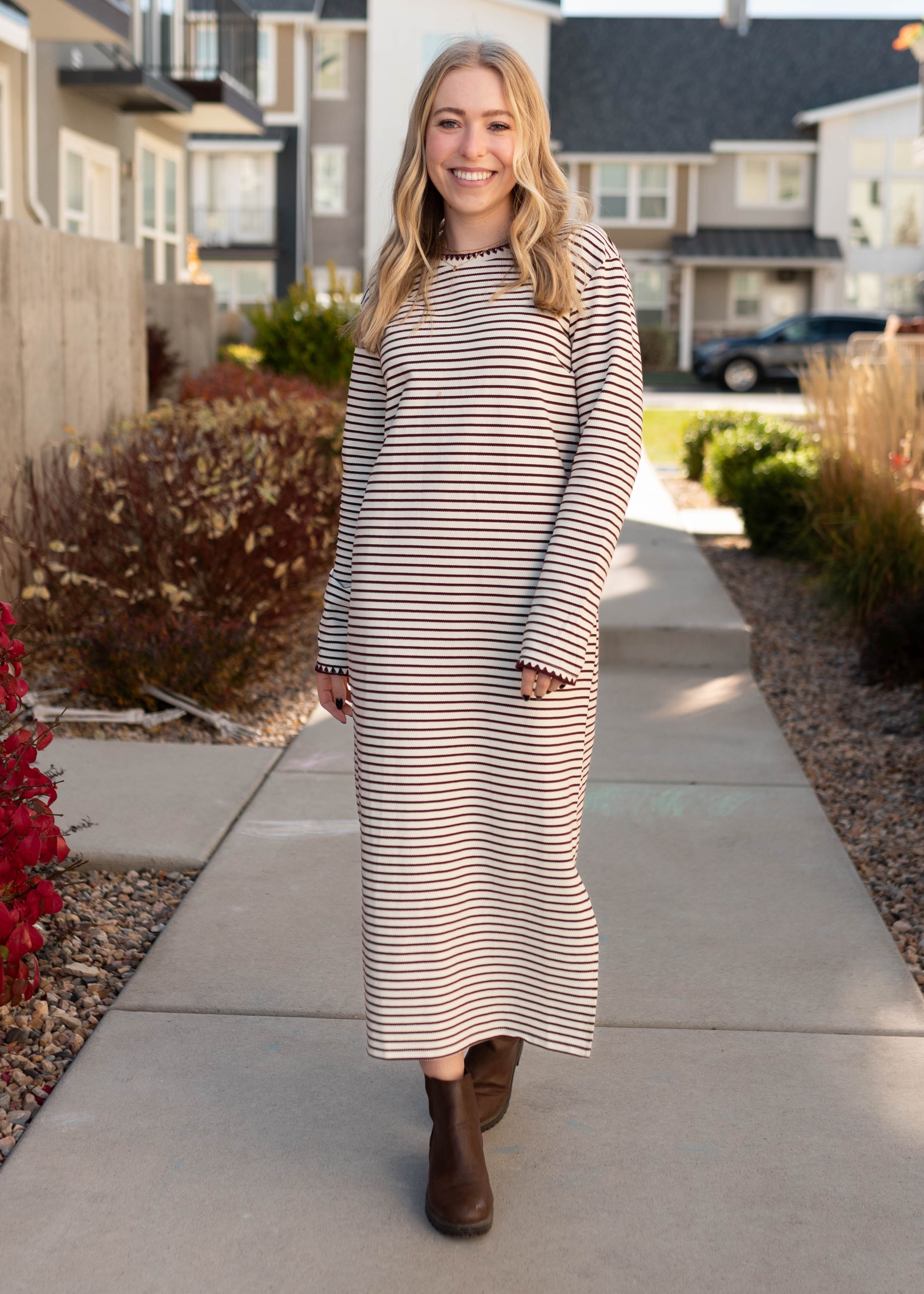 Holly Cream Stripe Dress