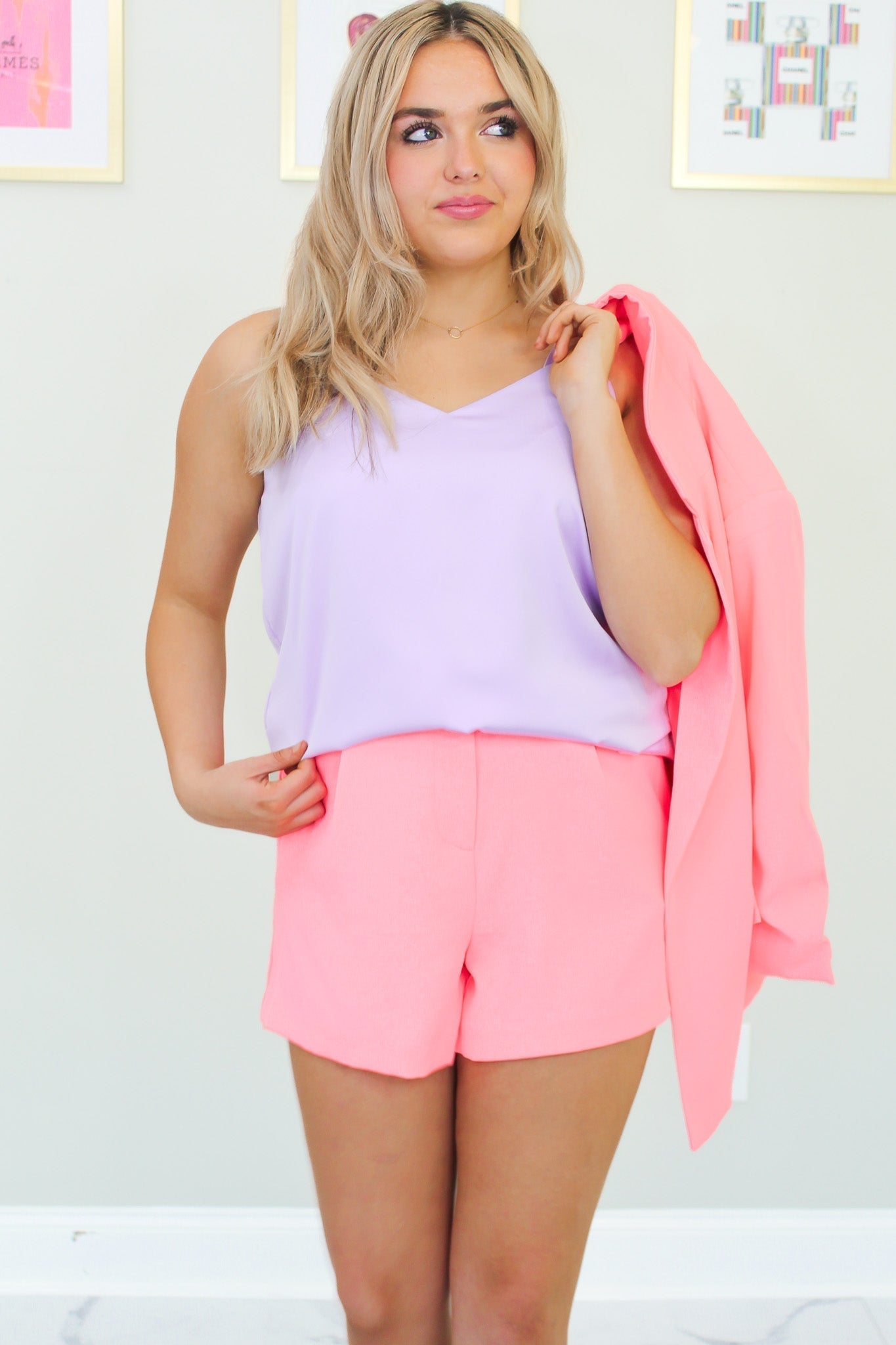 Purple Satin Double Strap Cami Top