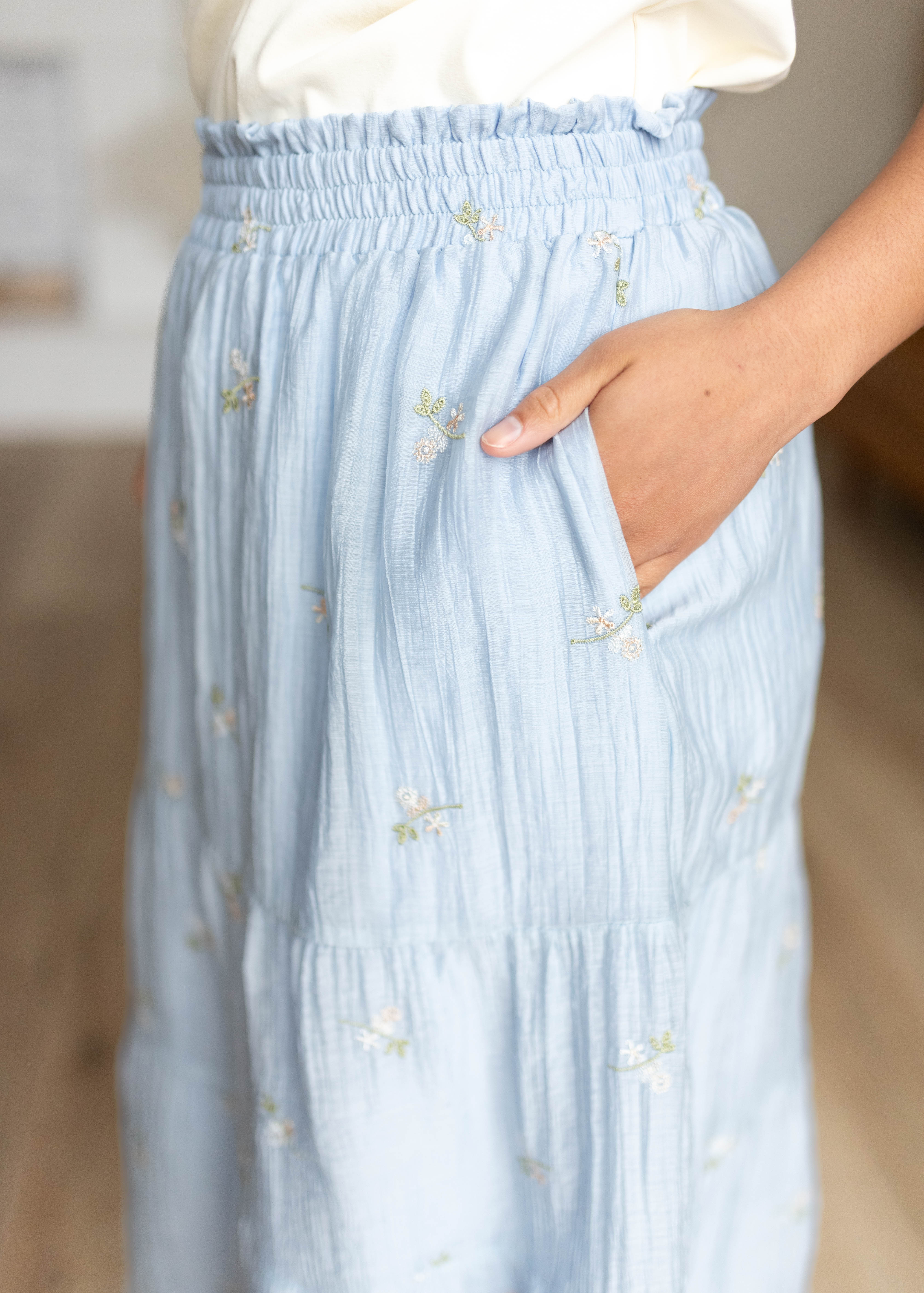 Isabela Light Blue Floral Skirt