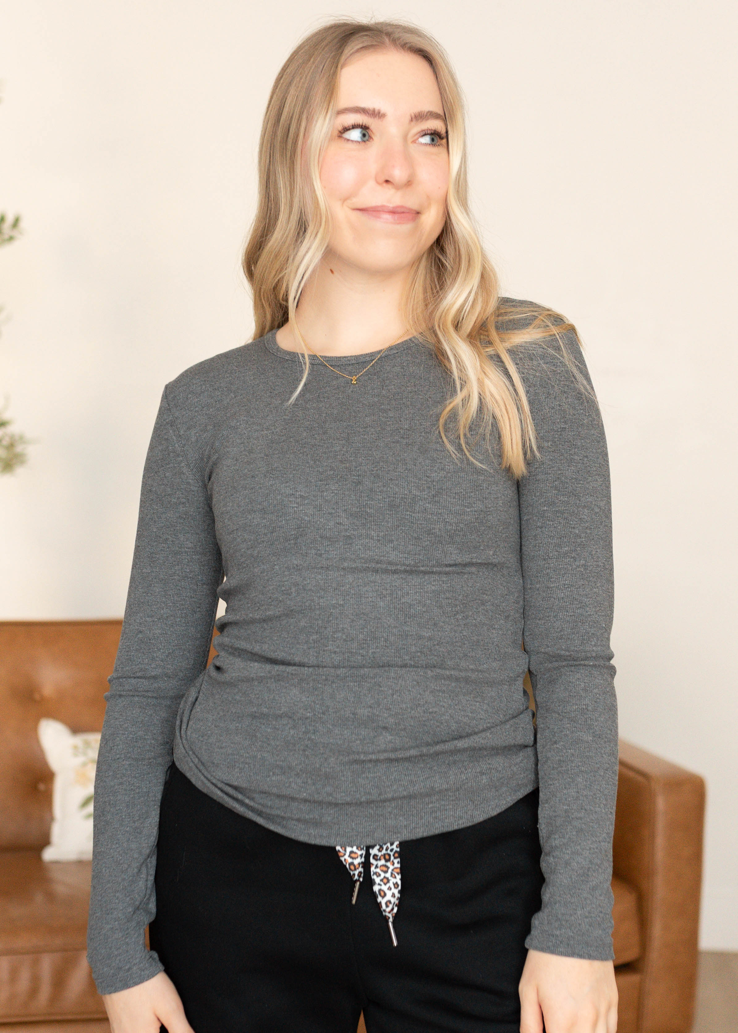 Ivy Charcoal Long Sleeve Top