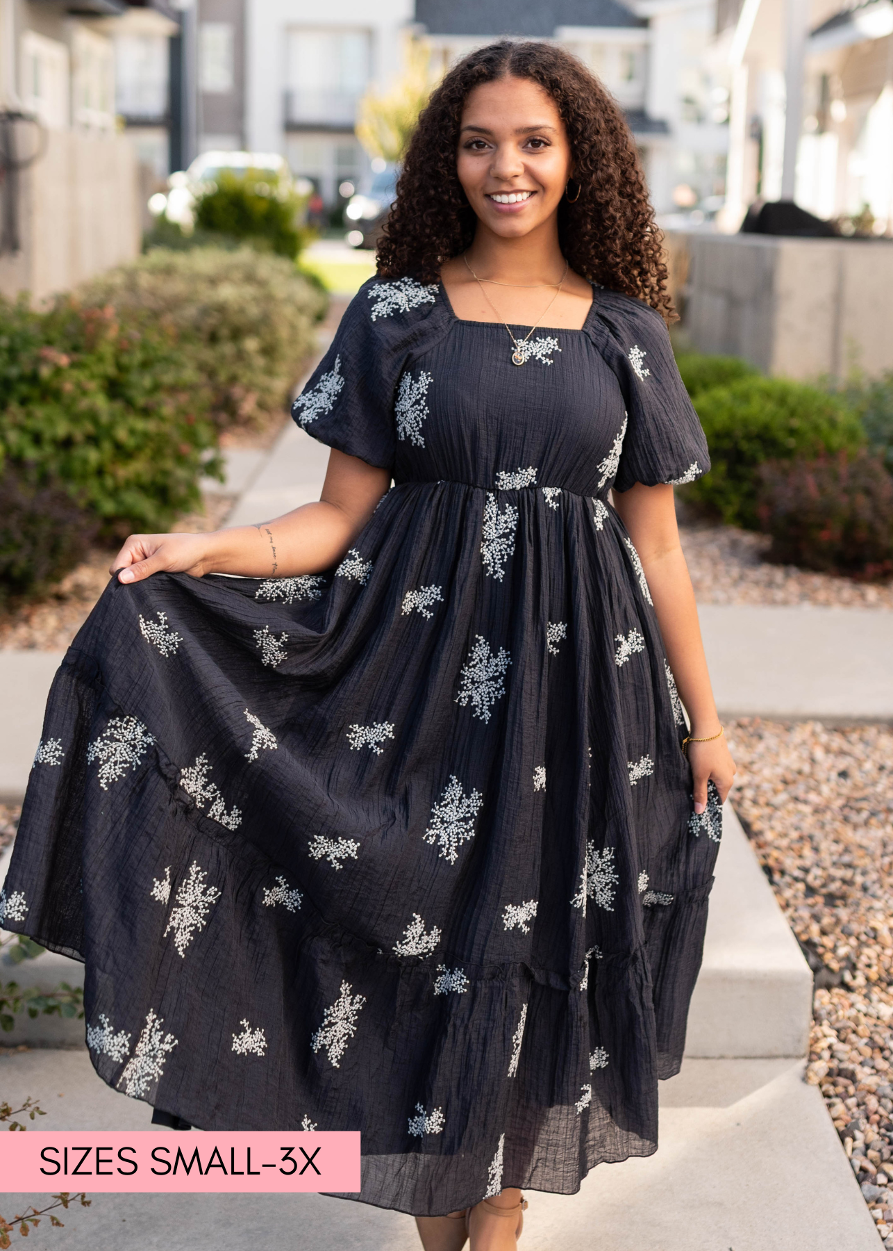 Jacie Navy Embroidered Dress
