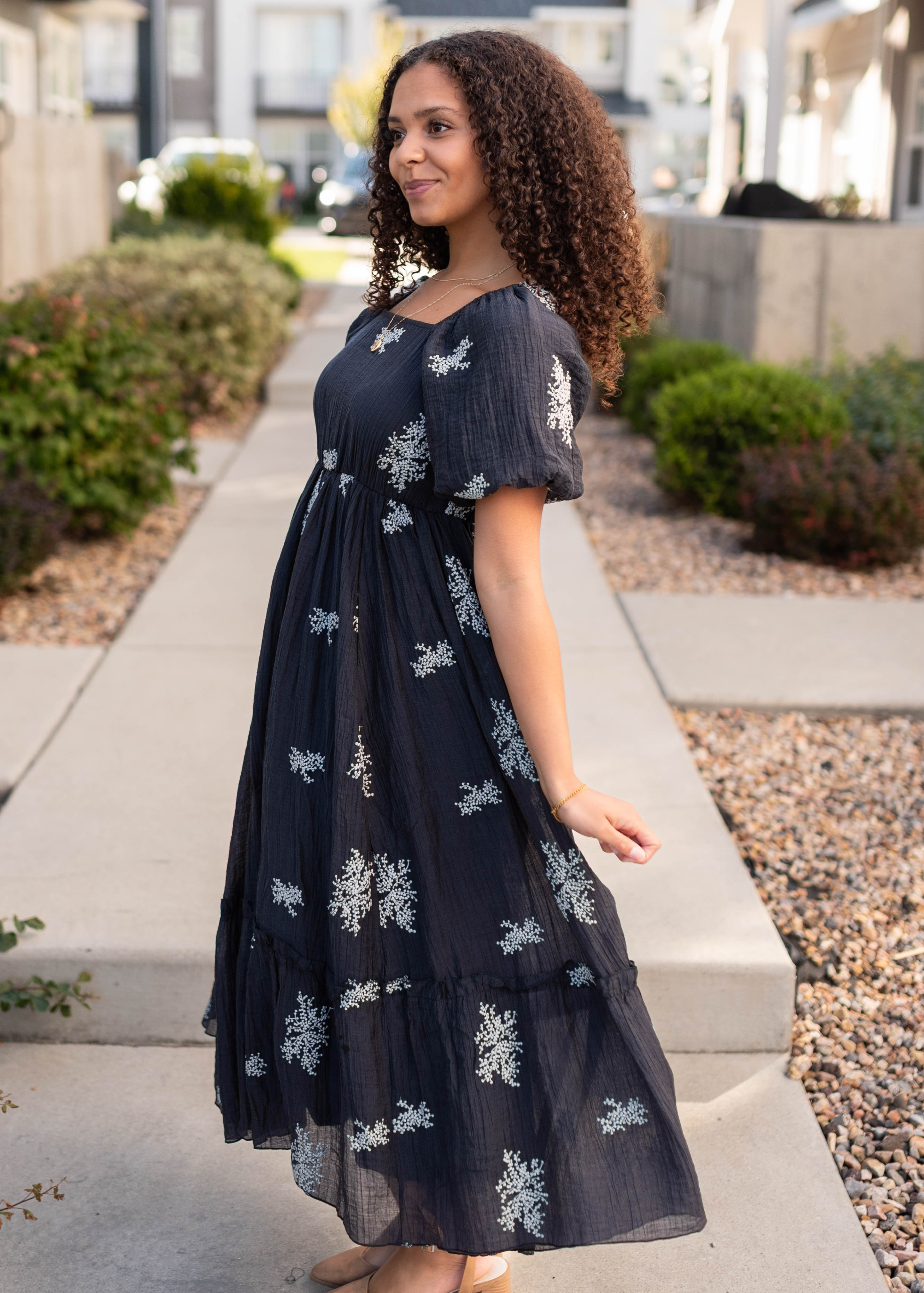 Jacie Navy Embroidered Dress
