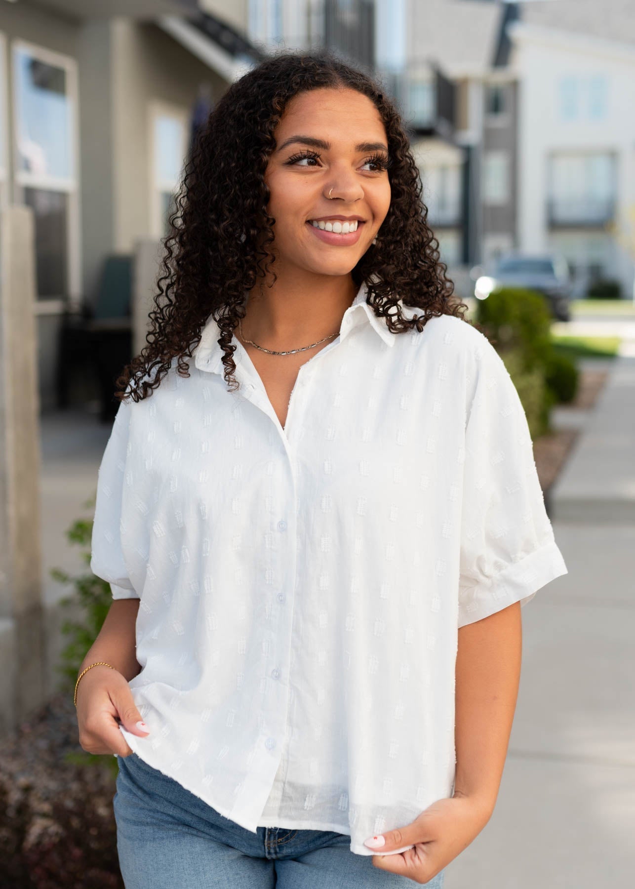 Jayci White Button Down Top