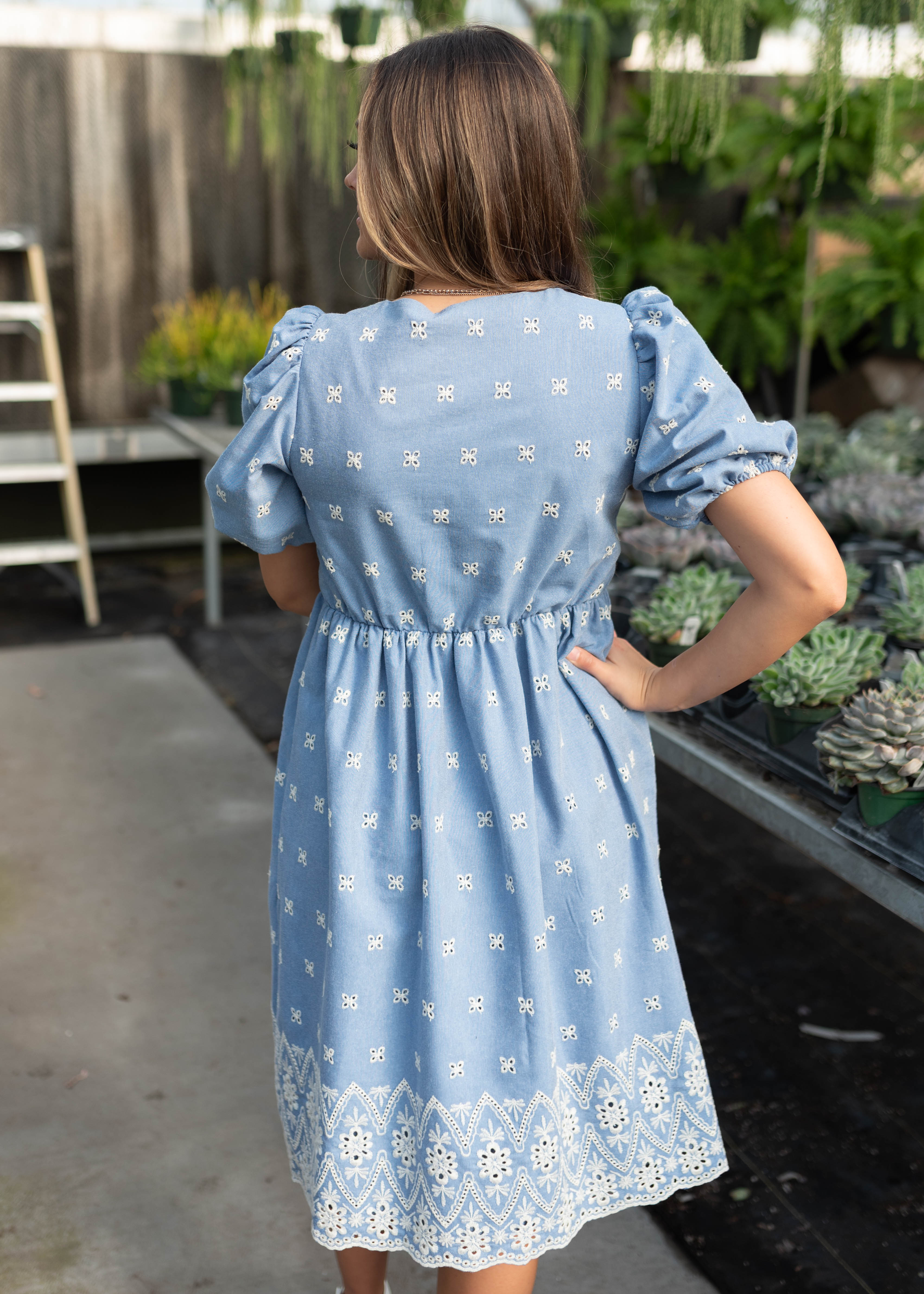 Jordyn Blue Eyelet Dress