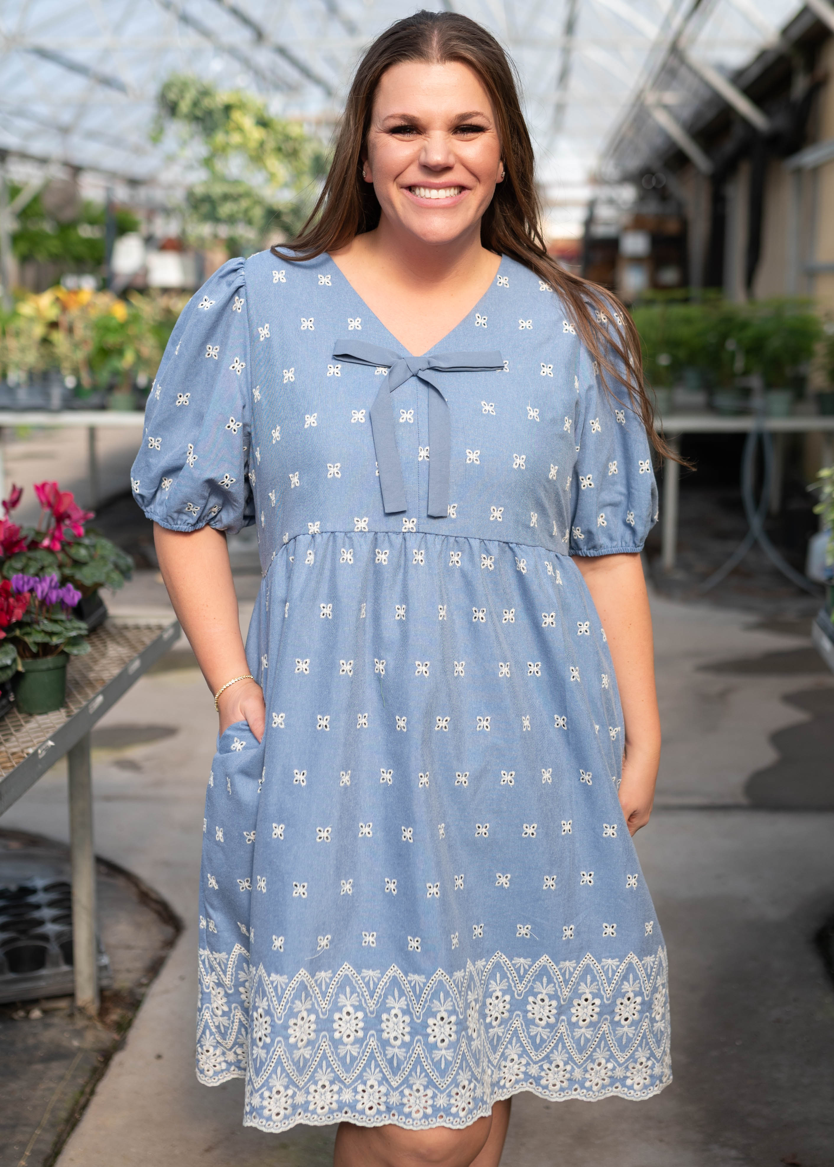 Jordyn Blue Eyelet Dress