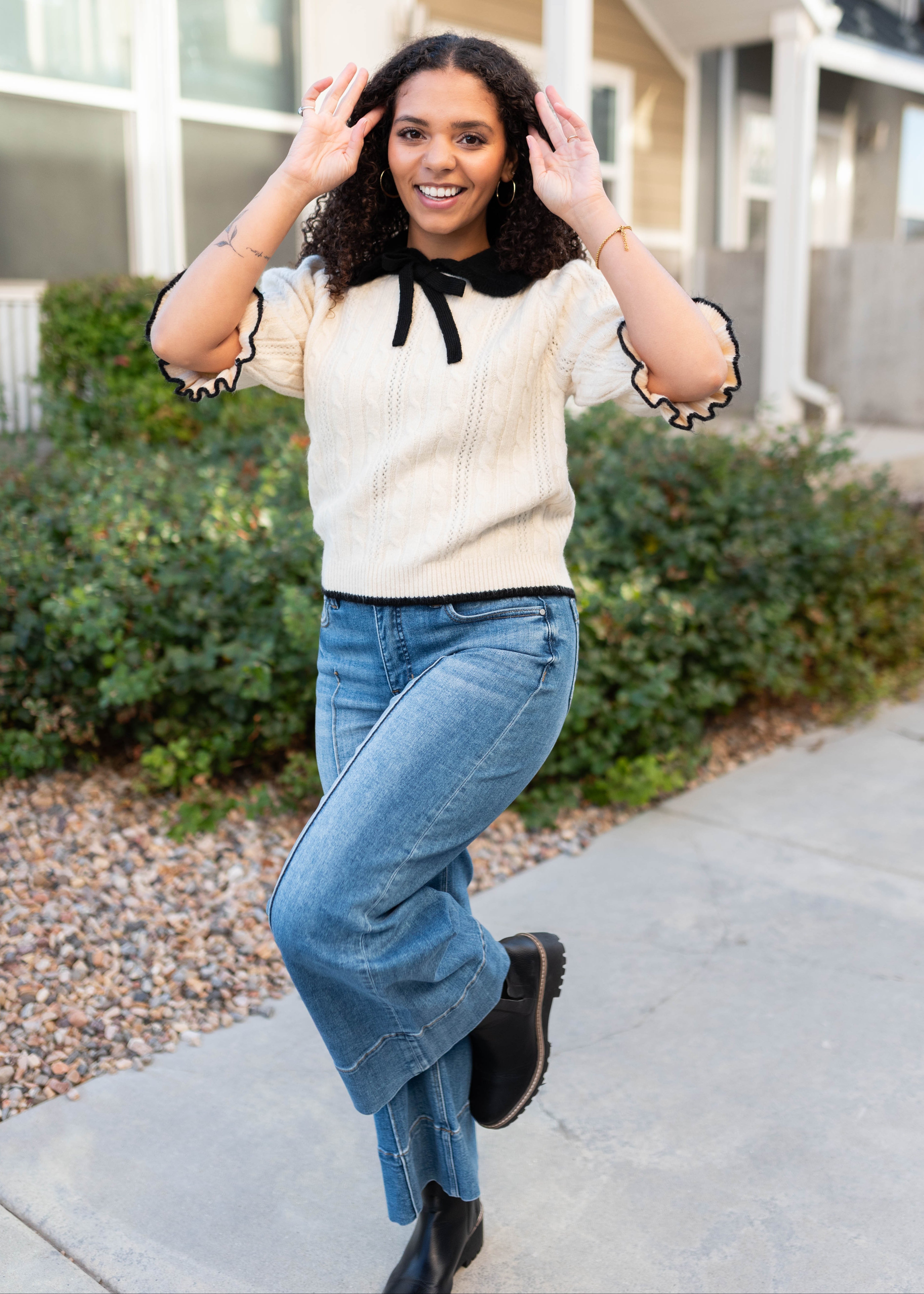 Justice Cream Collar Top