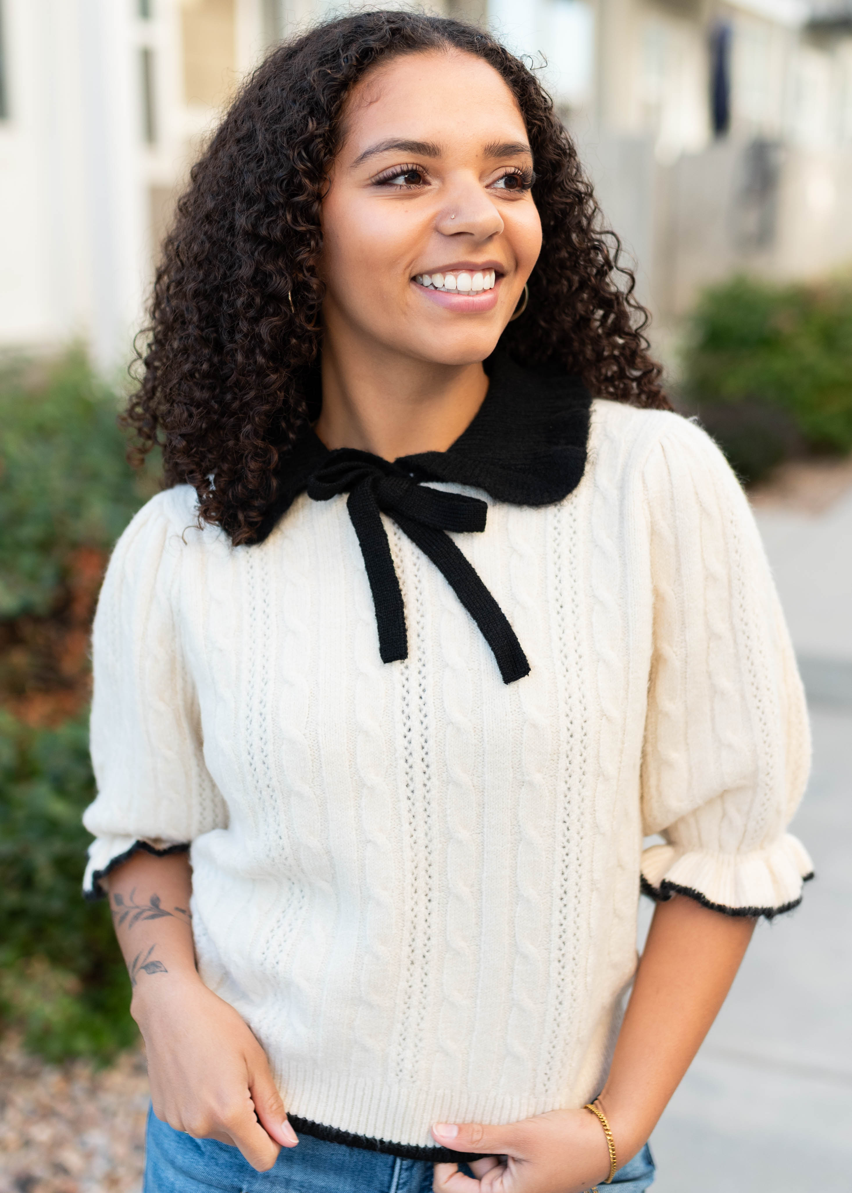 Justice Cream Collar Top