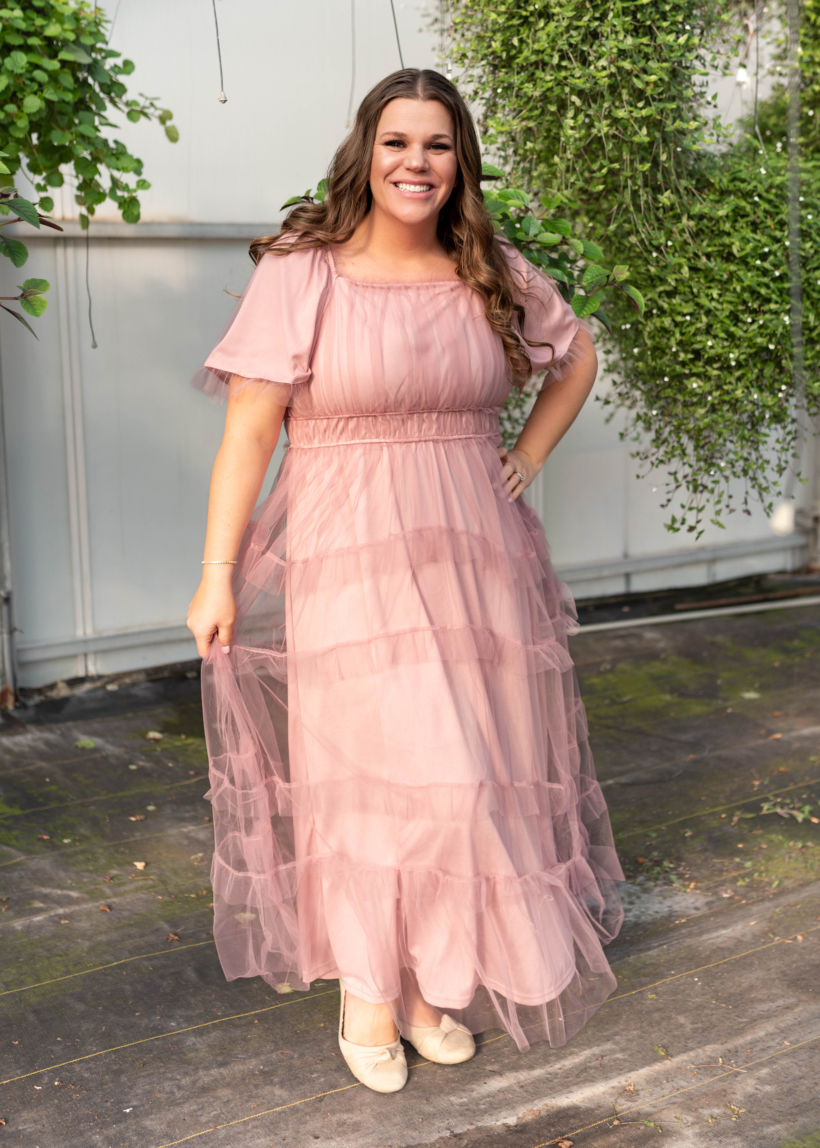 Kamryn Pink Mesh Tiered Dress