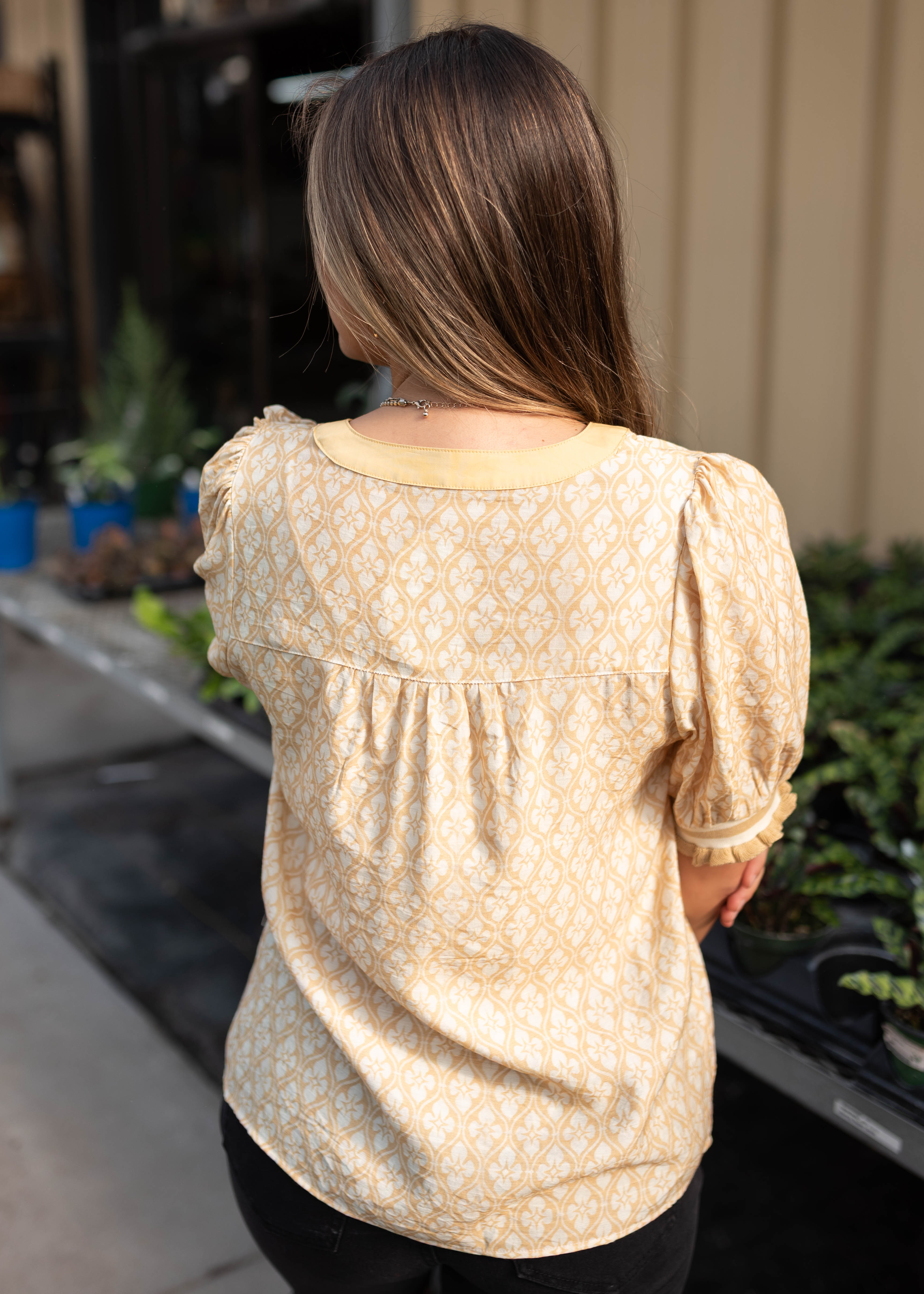 Mabel Yellow Patterned Blouse