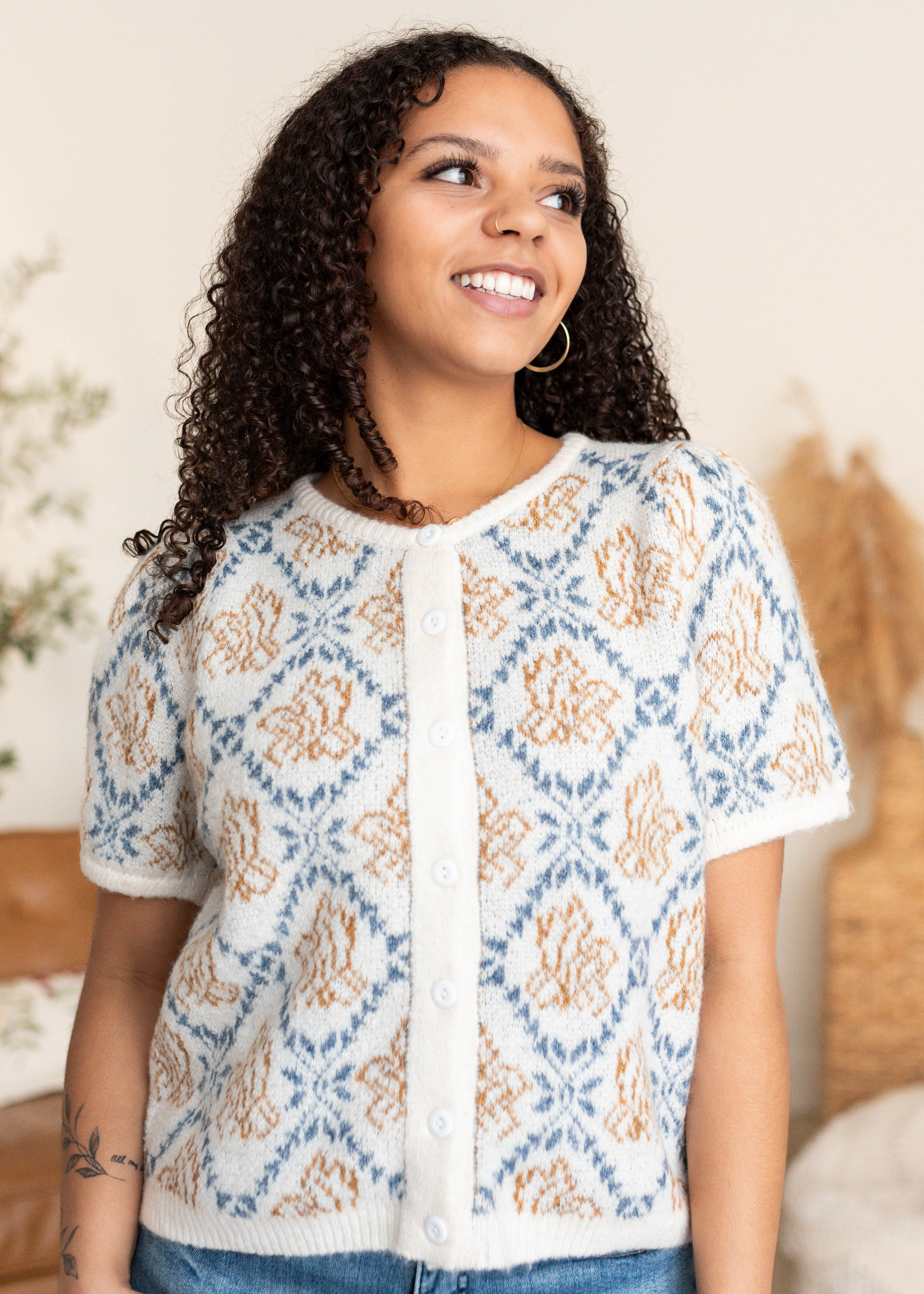 Maddy Blue Patterned Cardigan