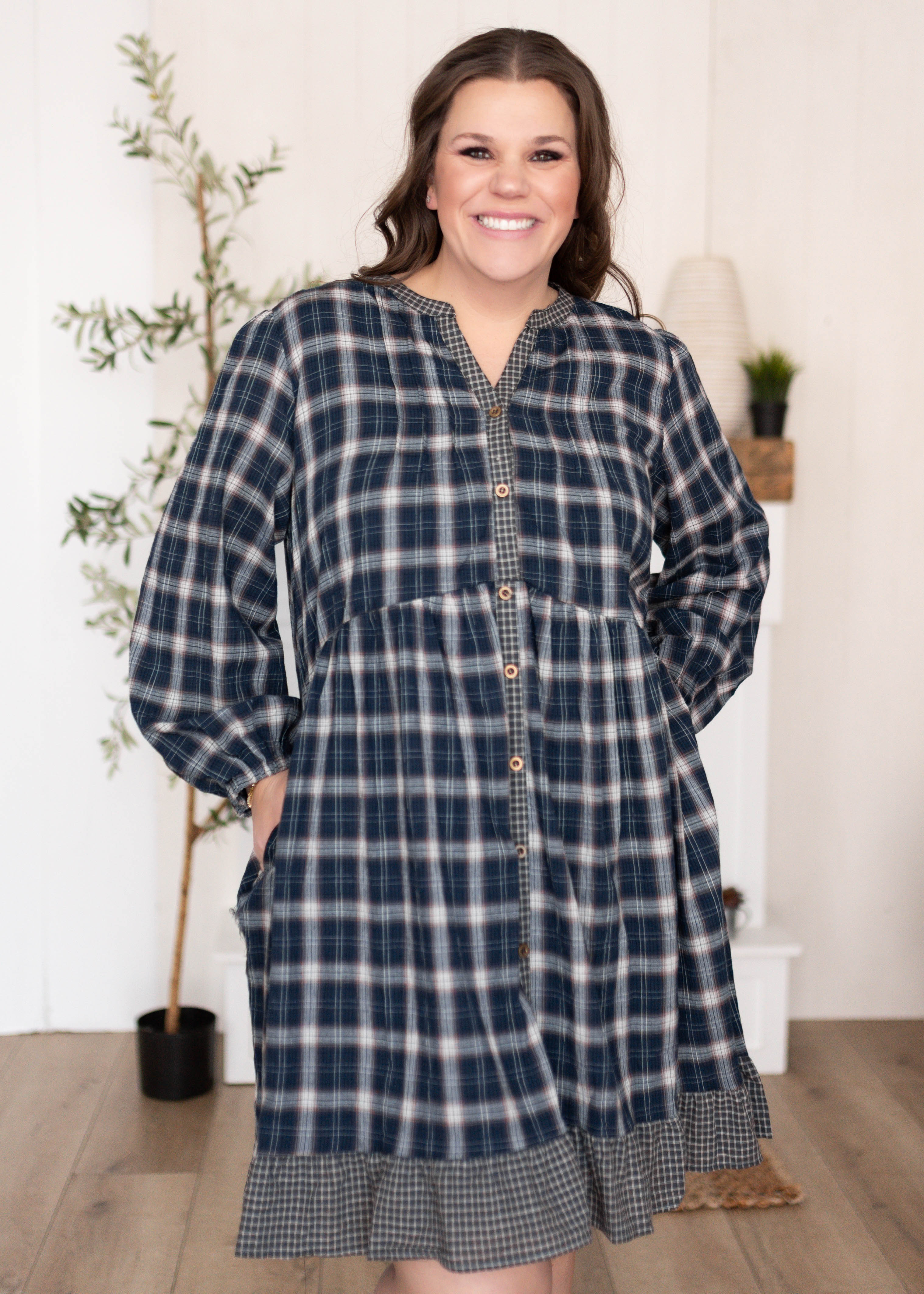 Madilyn Navy Plaid Dress