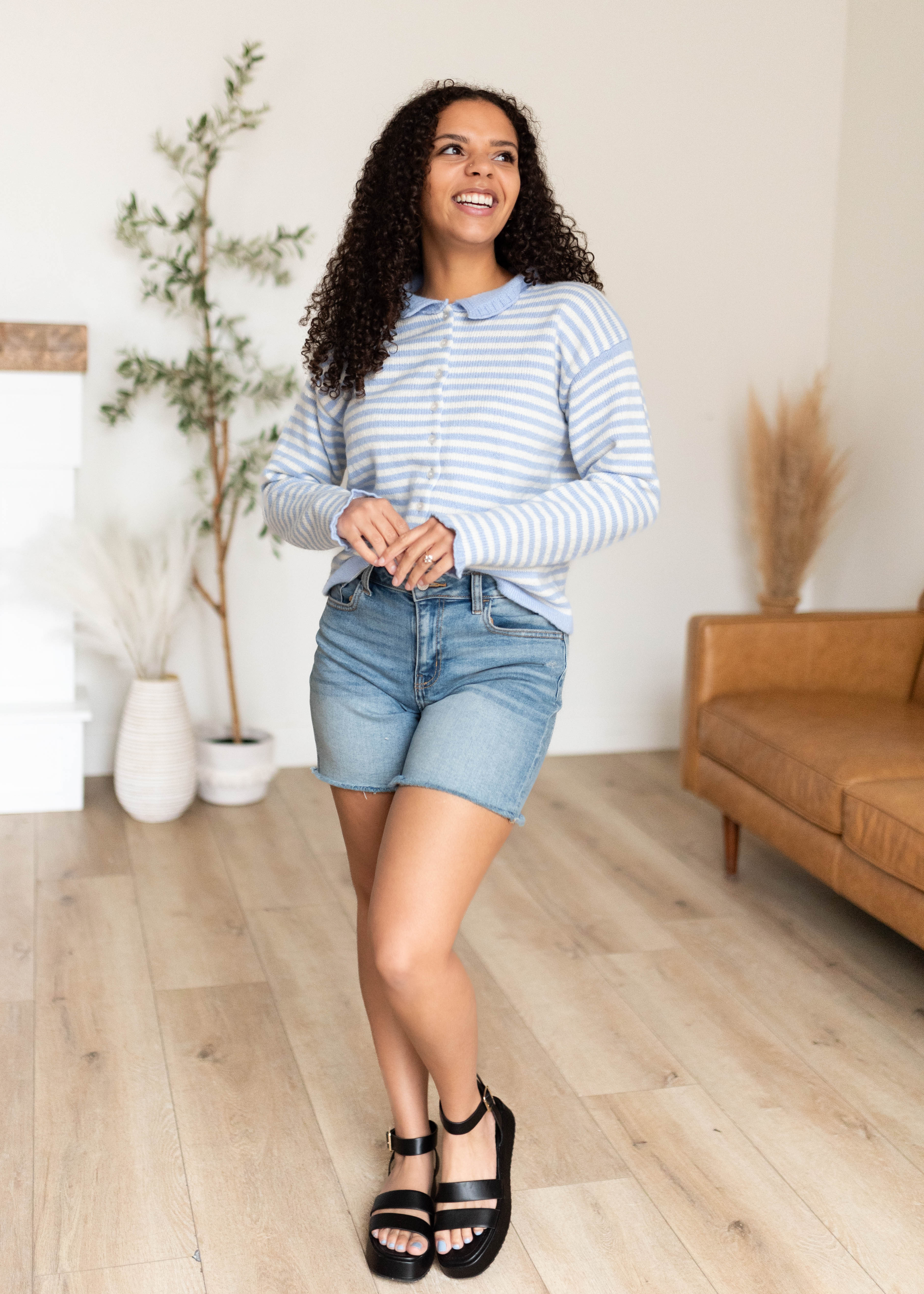 Madilynn Light Blue Striped Cardigan