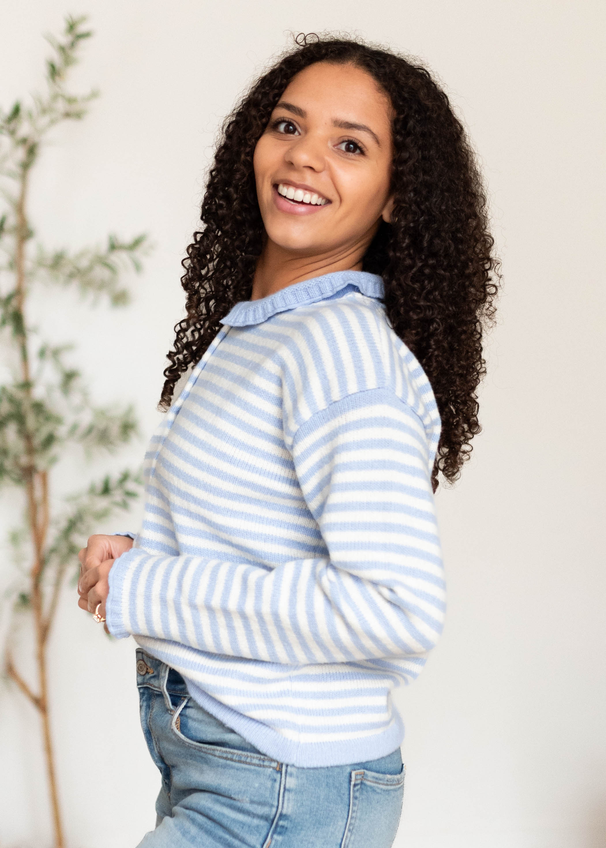 Madilynn Light Blue Striped Cardigan