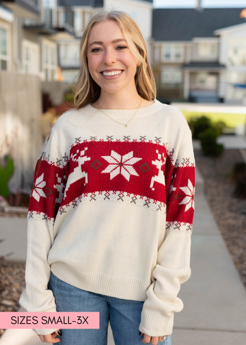 Maizie Cream Patterned Sweater