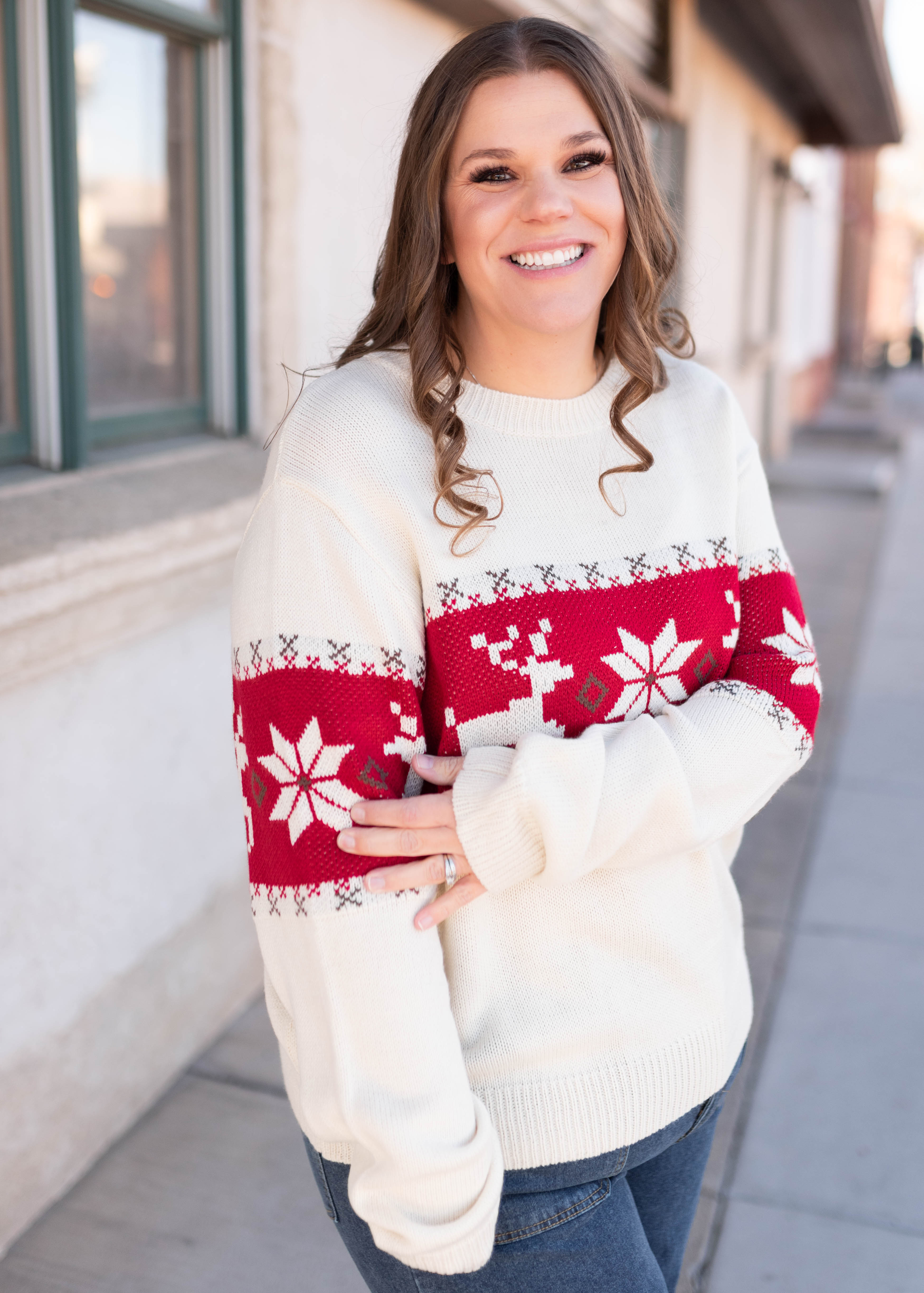 Maizie Cream Patterned Sweater