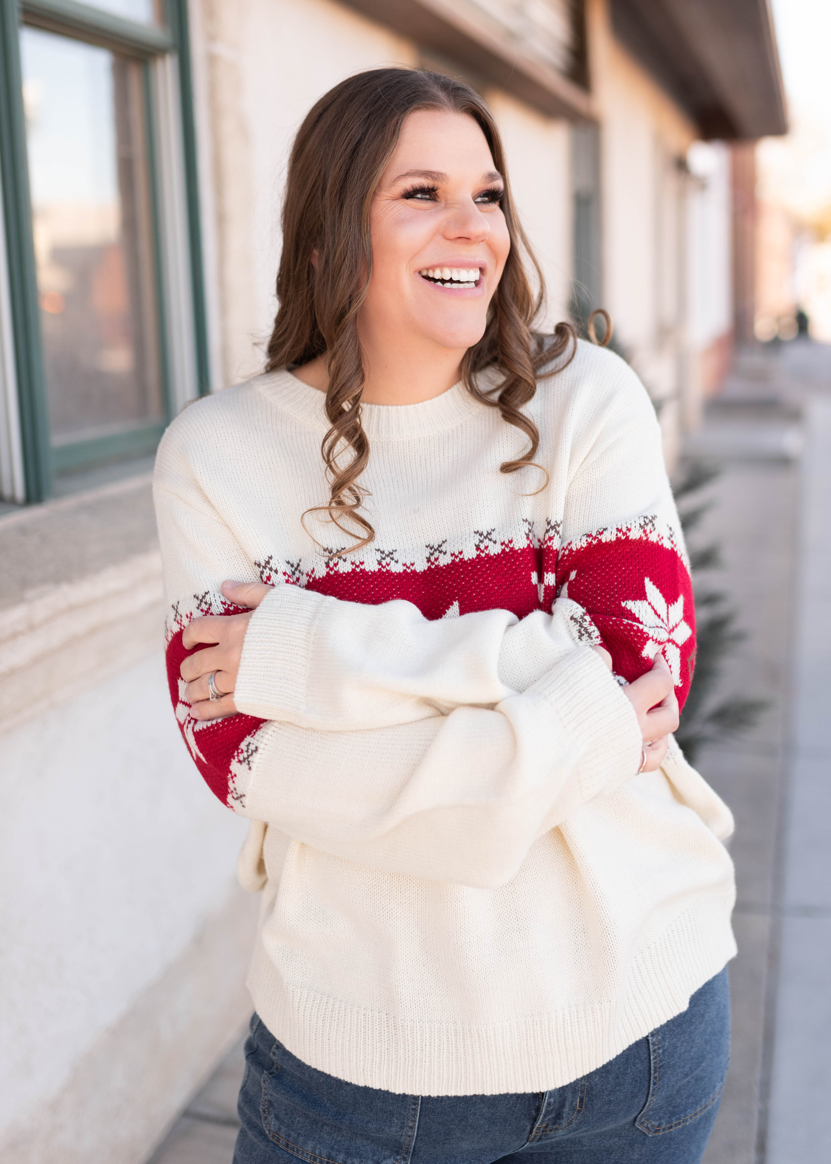 Maizie Cream Patterned Sweater