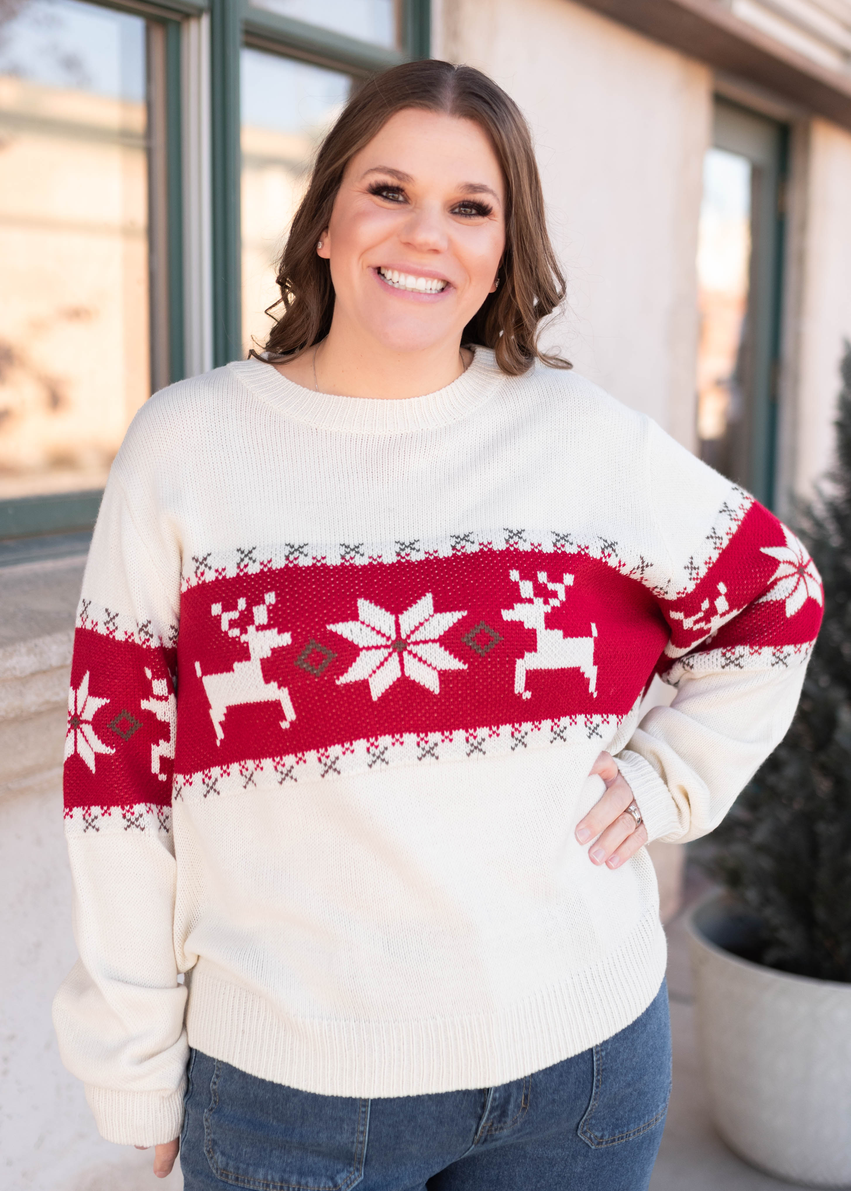 Maizie Cream Patterned Sweater