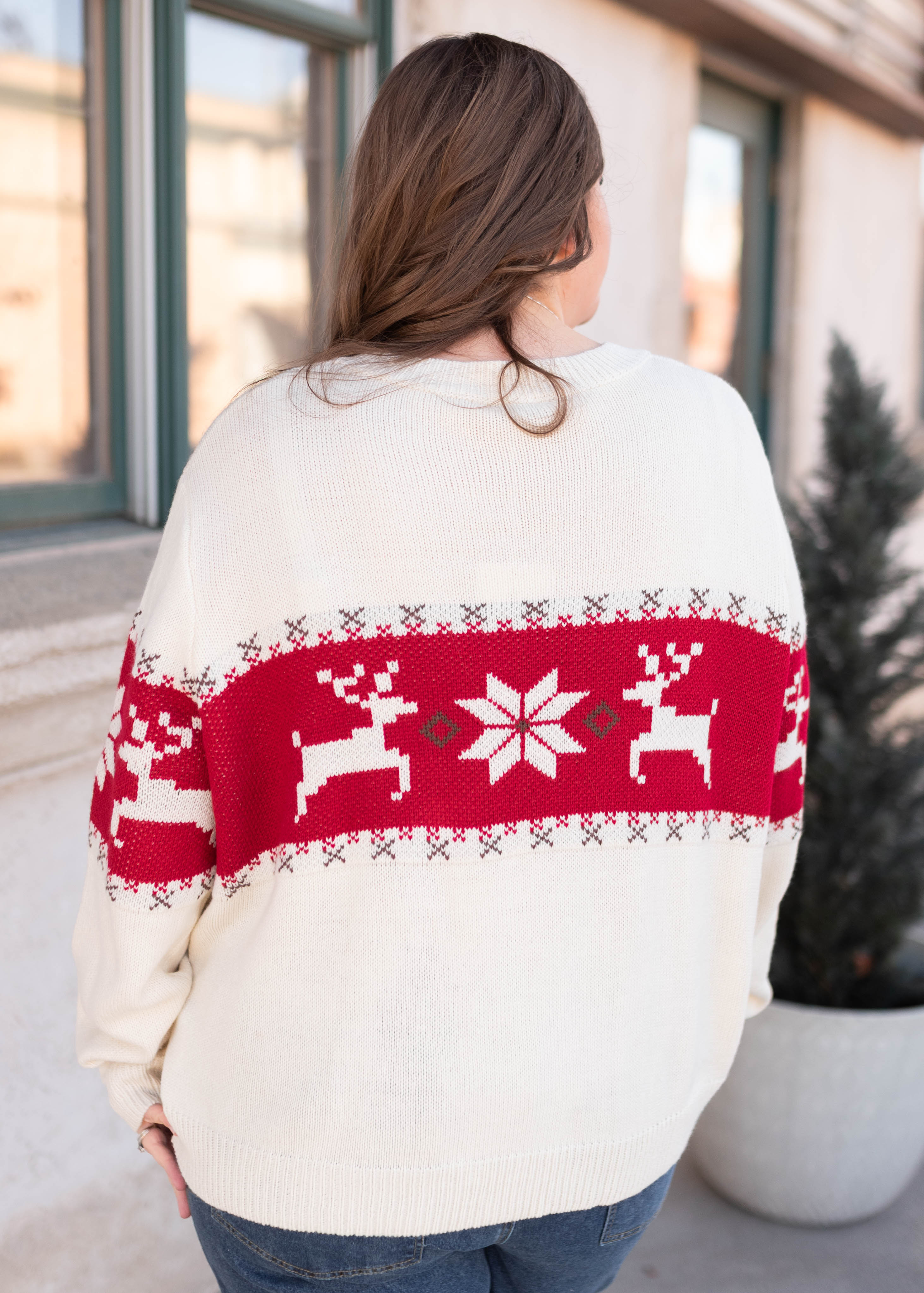 Maizie Cream Patterned Sweater
