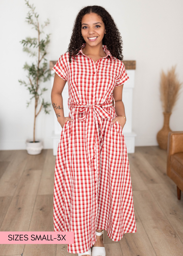Makenzie Red Gingham Dress