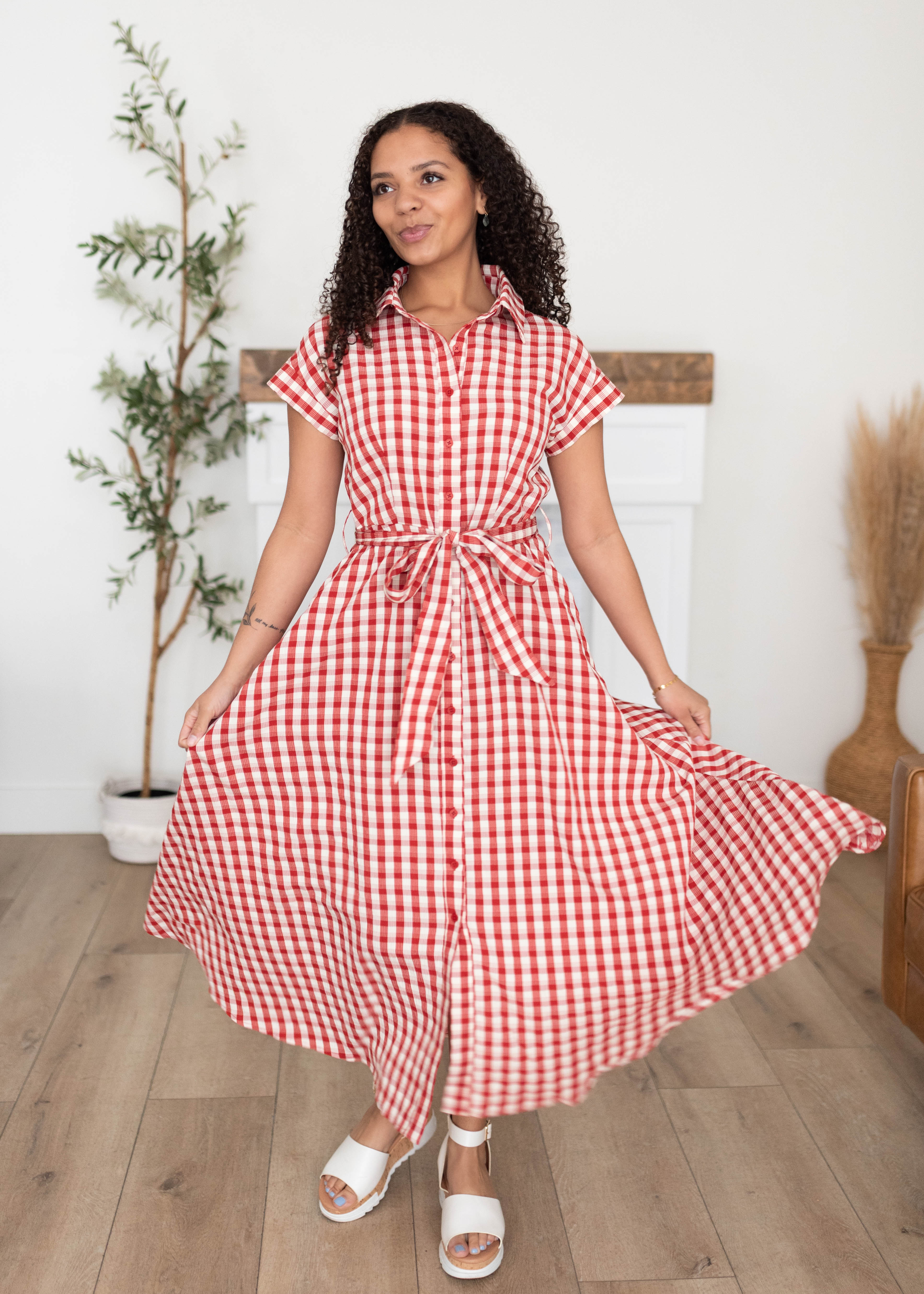 Makenzie Red Gingham Dress