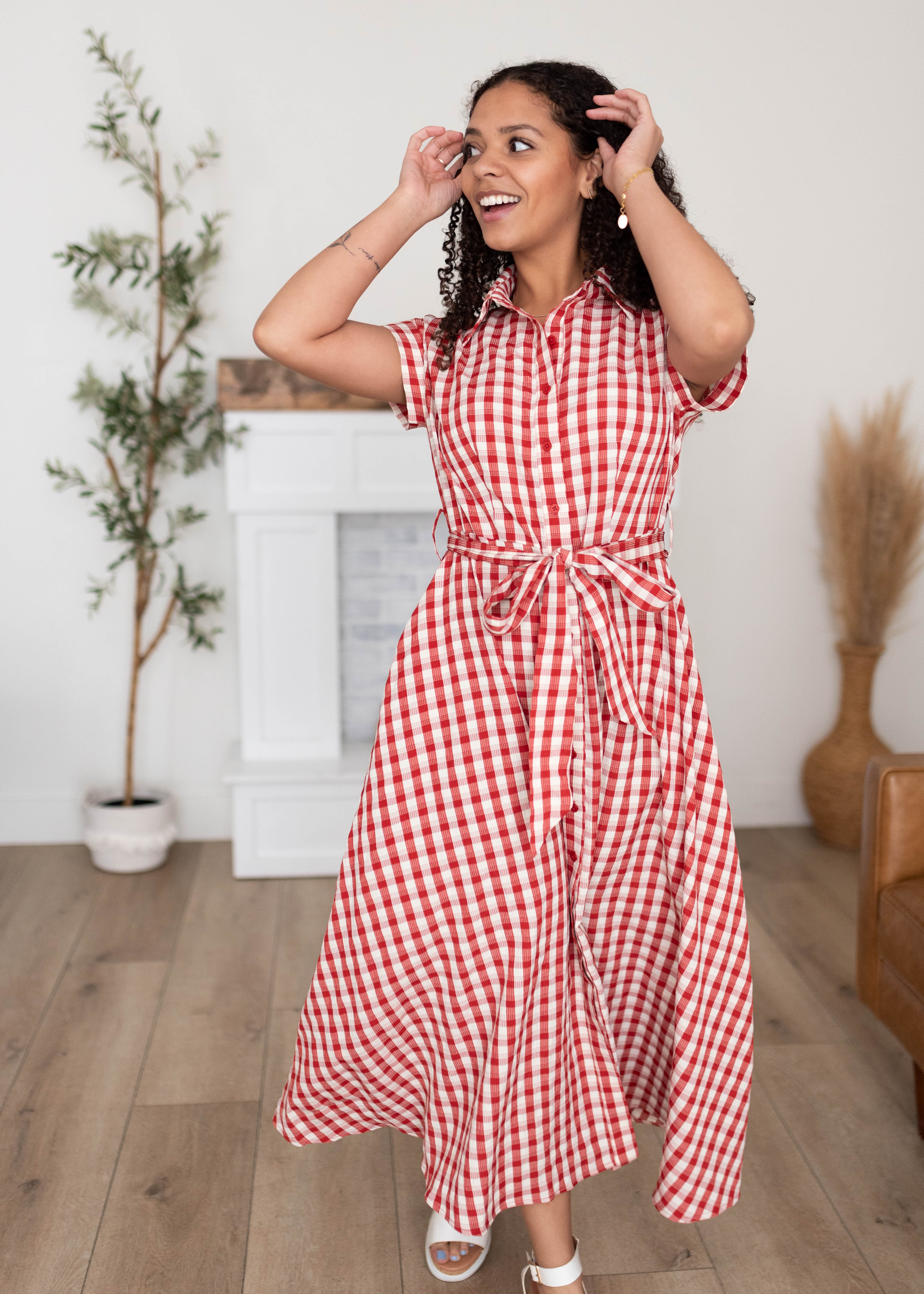 Makenzie Red Gingham Dress