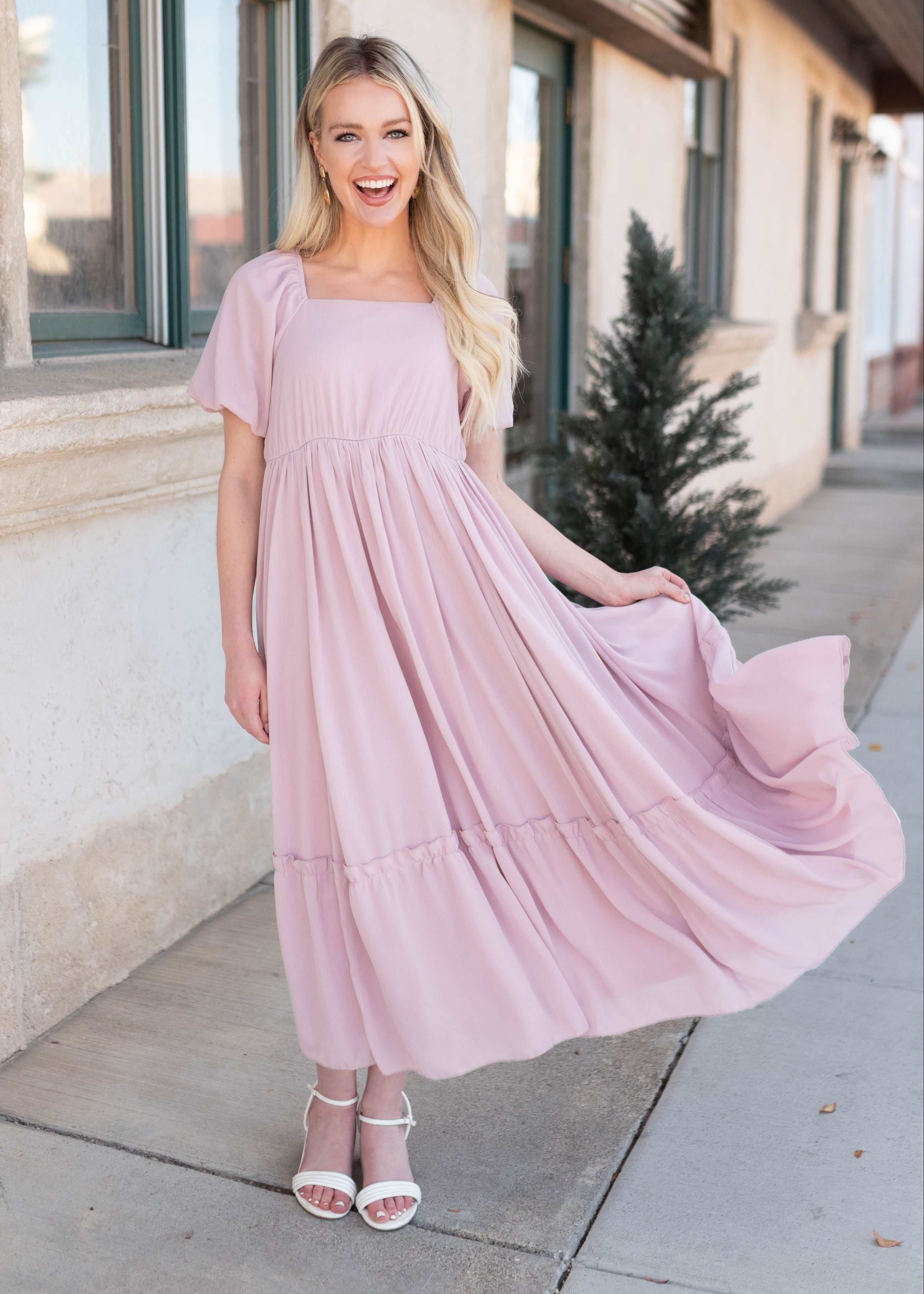 Margo Lilac Tiered Dress