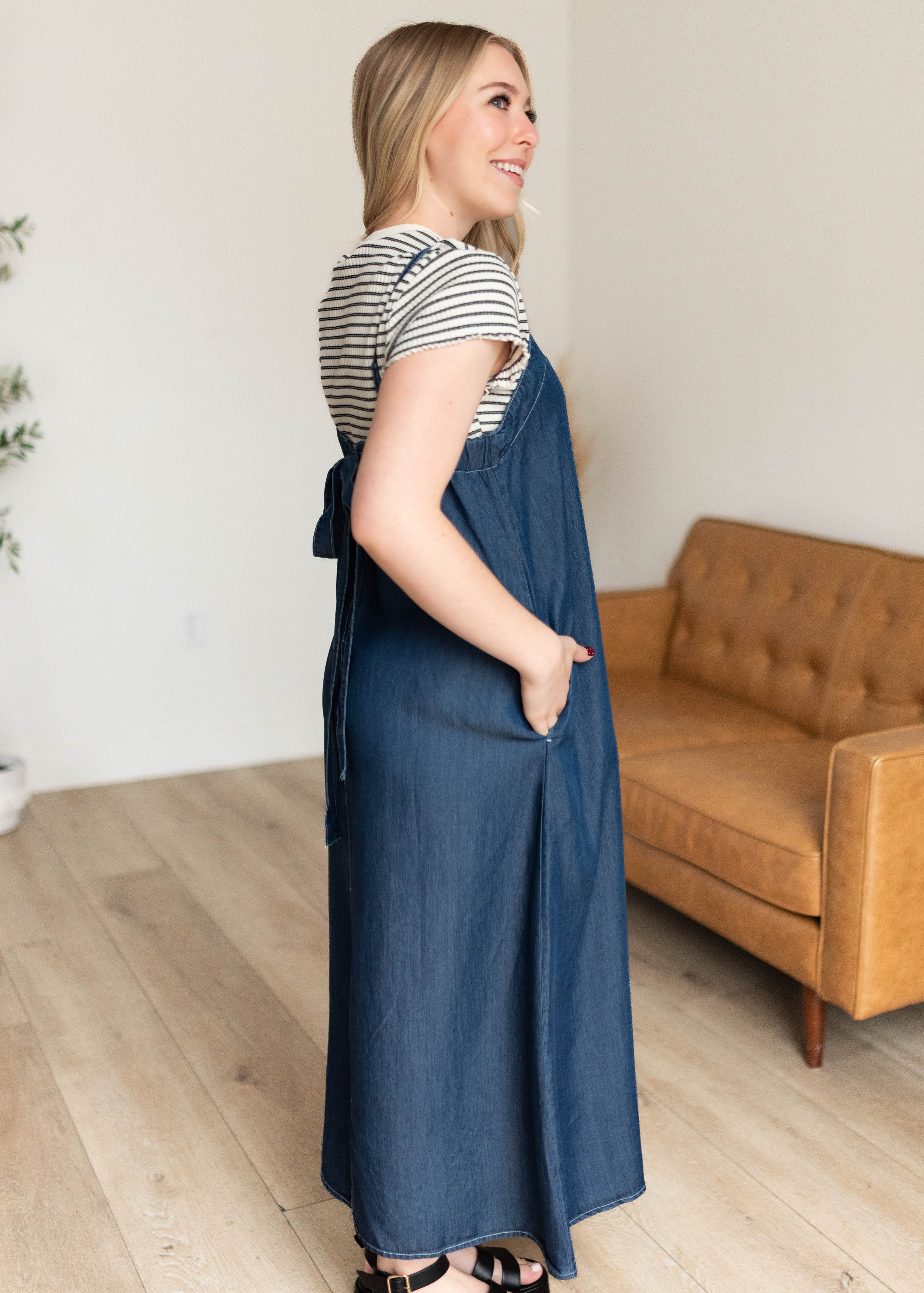 Marie Chambray Square Neck Dress