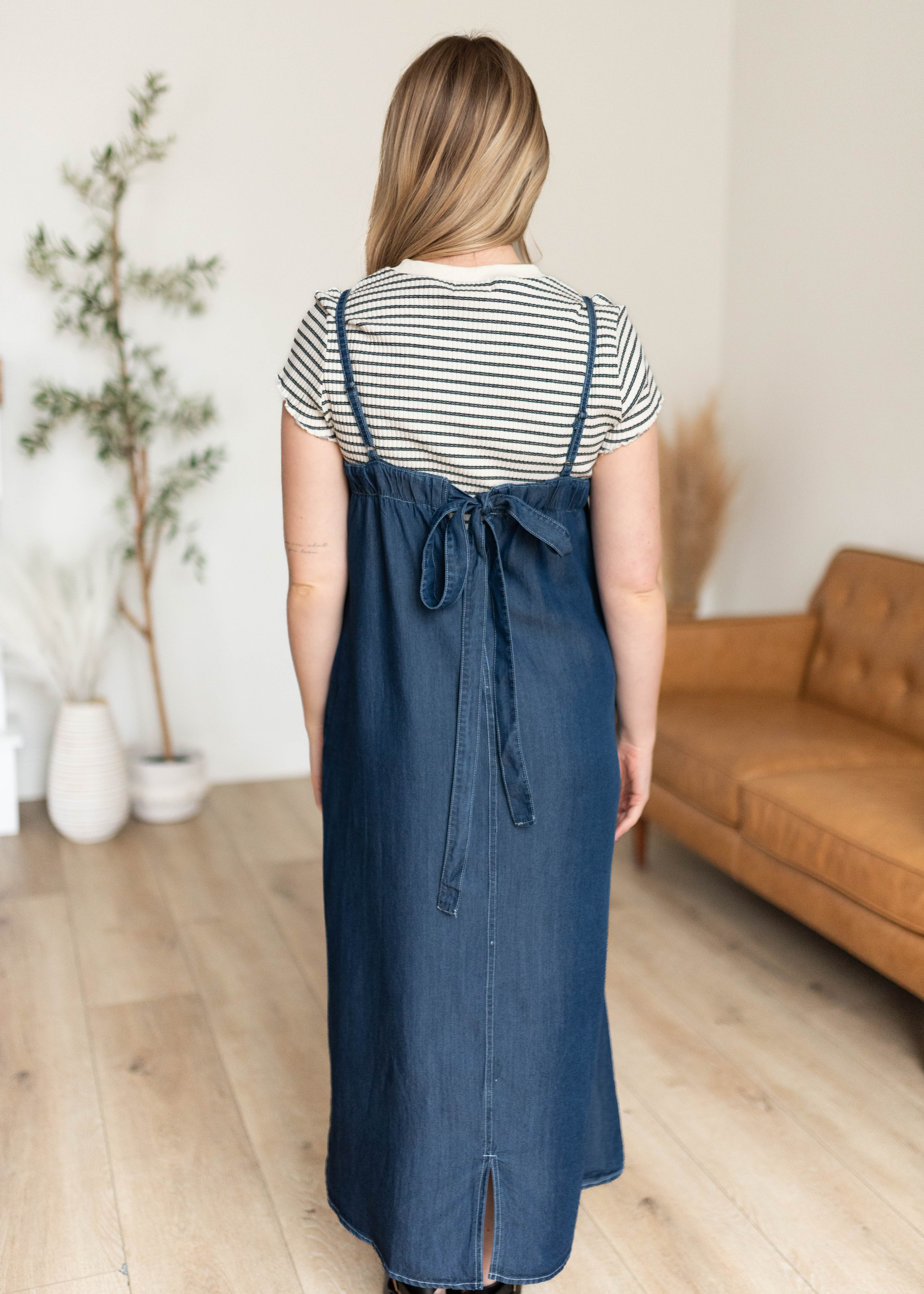 Marie Chambray Square Neck Dress