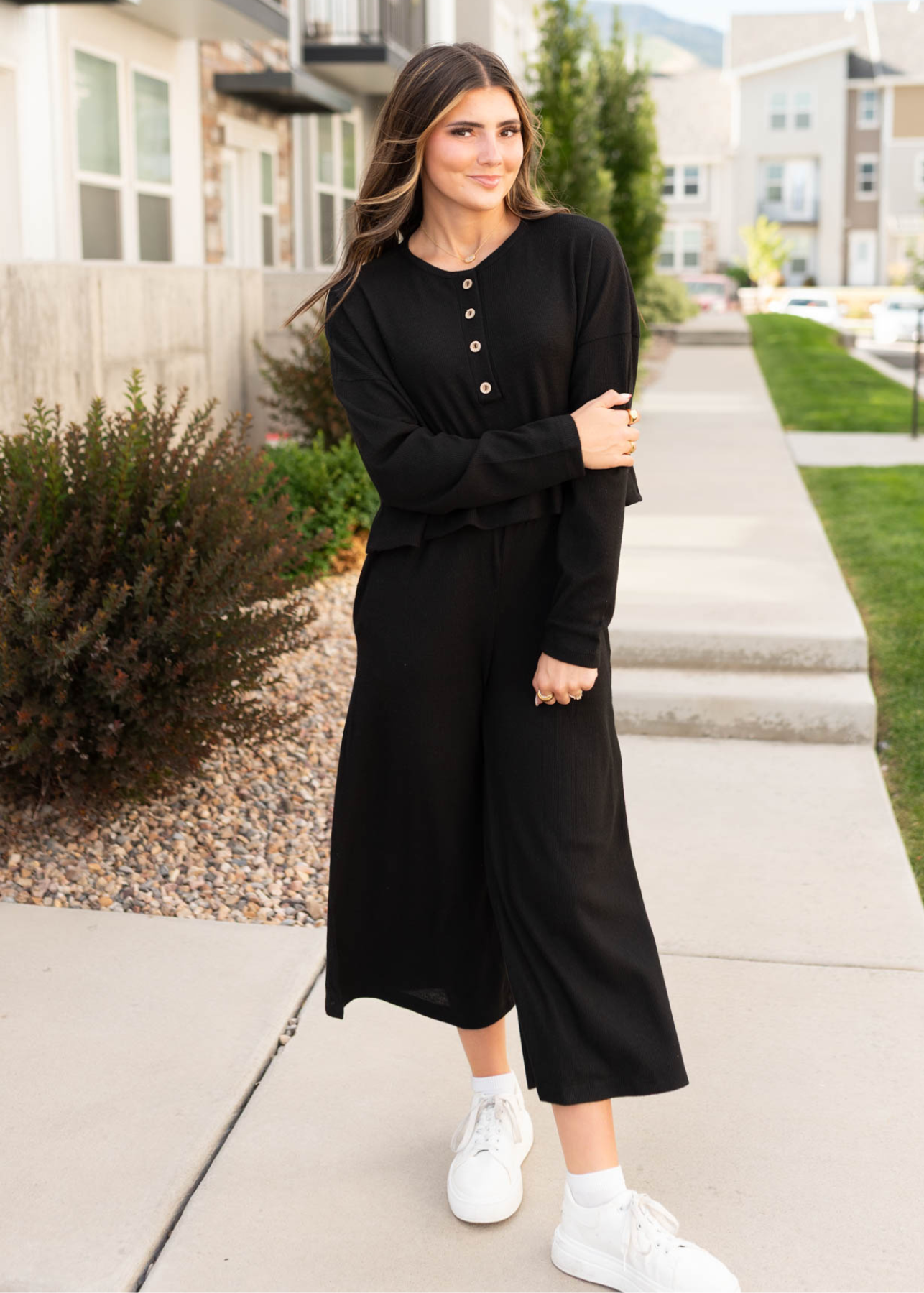 Marion Black Textured Pants