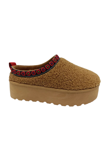 Maycee Camel Sherpa Clogs