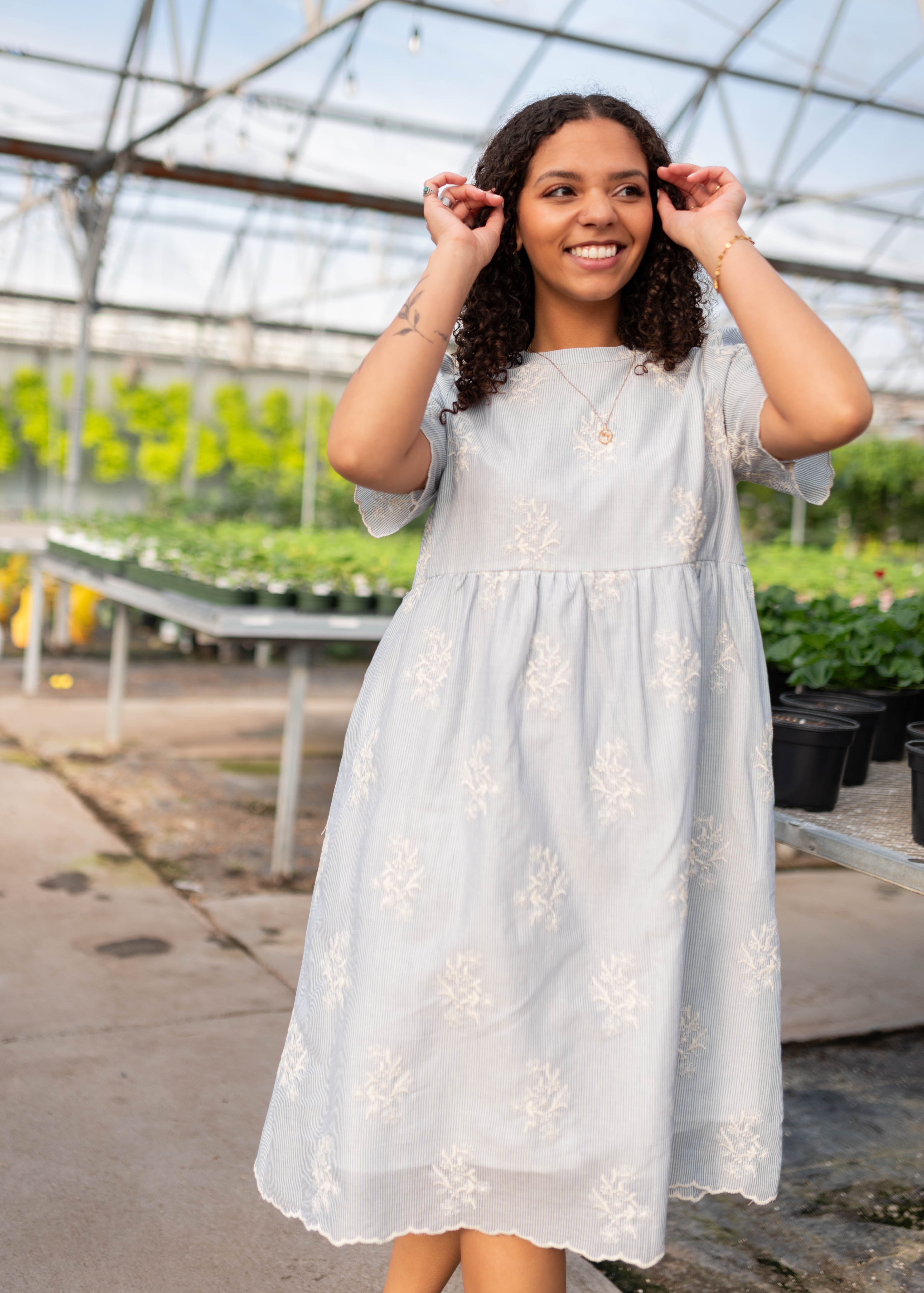 Mckenzie Blue Embroidered Dress