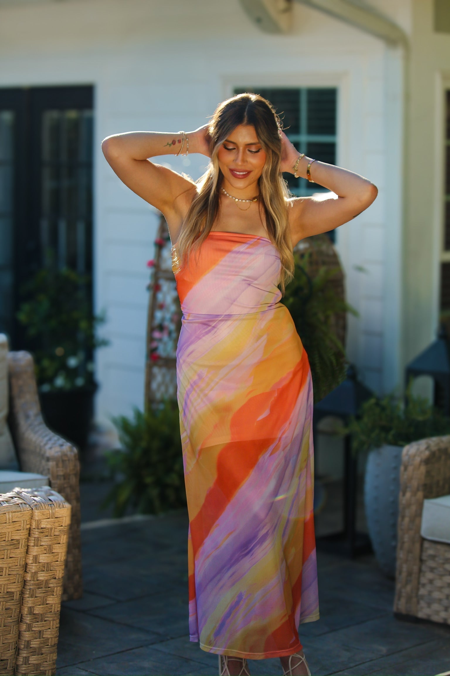 Meet Me In Cabo Multi Mesh Maxi Dress
